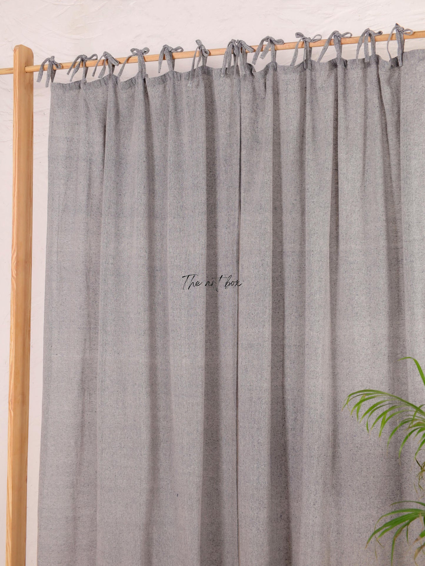 Linen Gauze with Grey Stripes Curtains- 2 Panel set