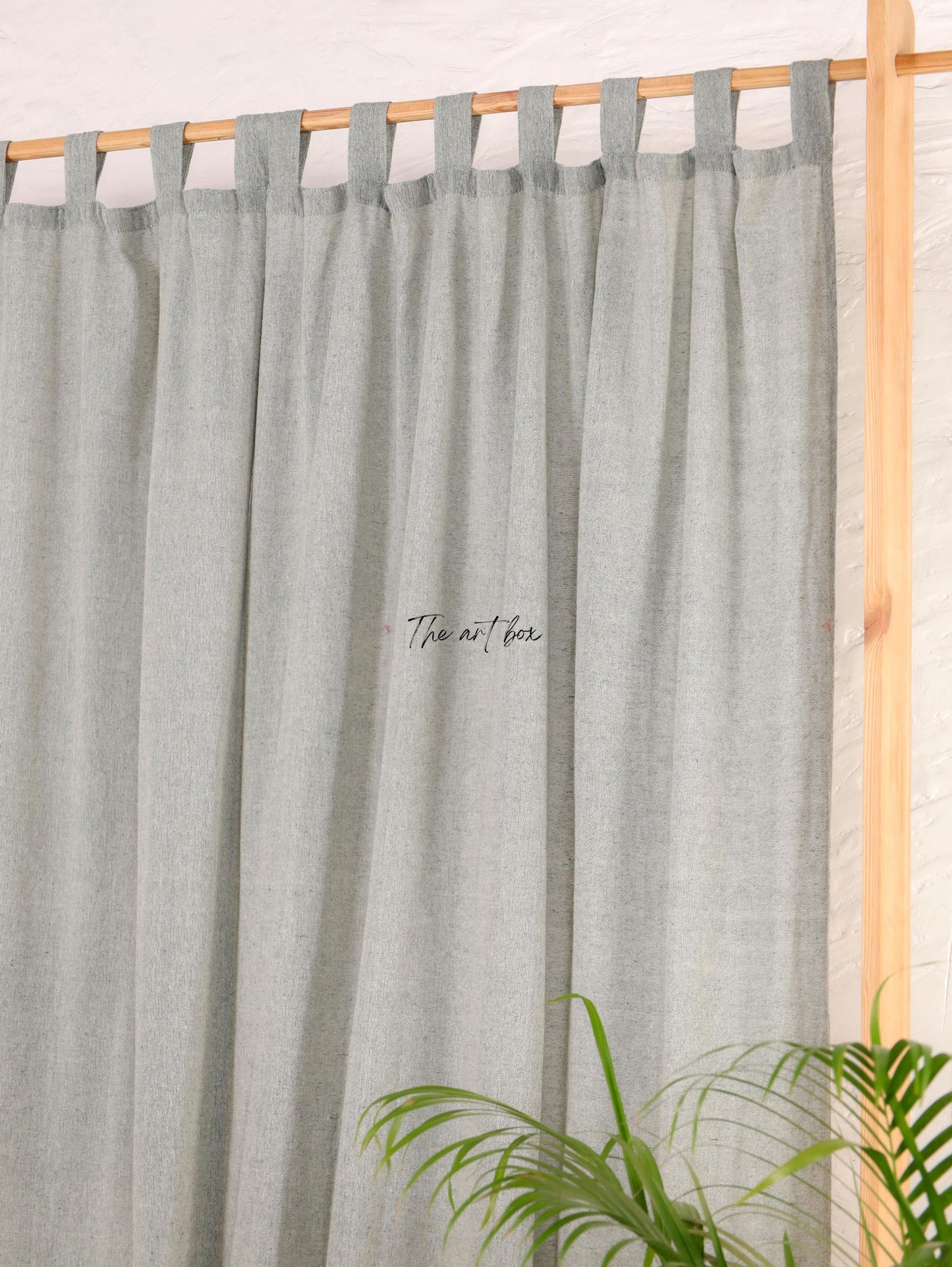 Linen Gauze with Dark Grey Stripes Curtains- 2 Panel set