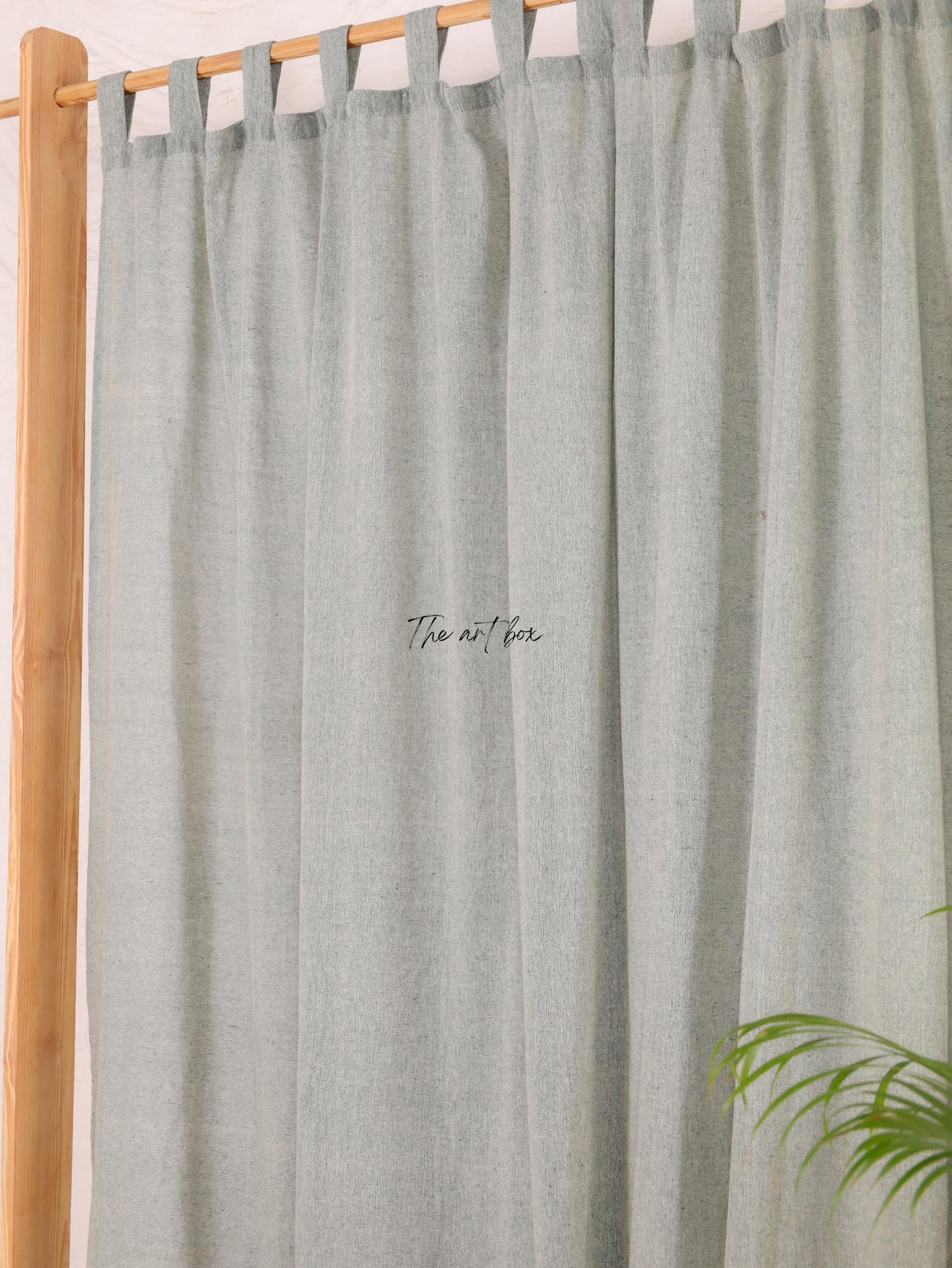 Linen Gauze with Dark Grey Stripes Curtains- 2 Panel set