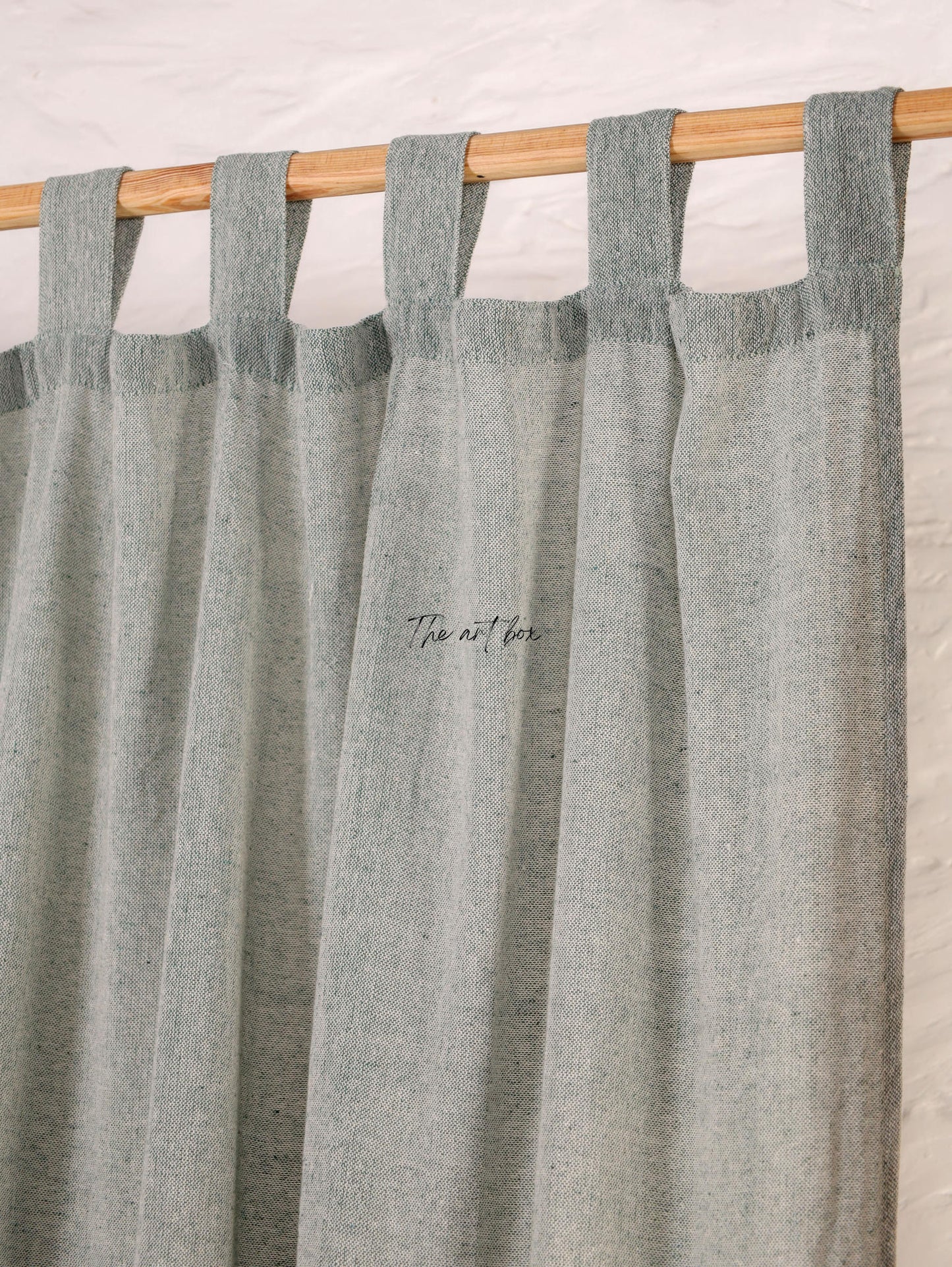 Linen Gauze with Dark Grey Stripes Curtains- 2 Panel set