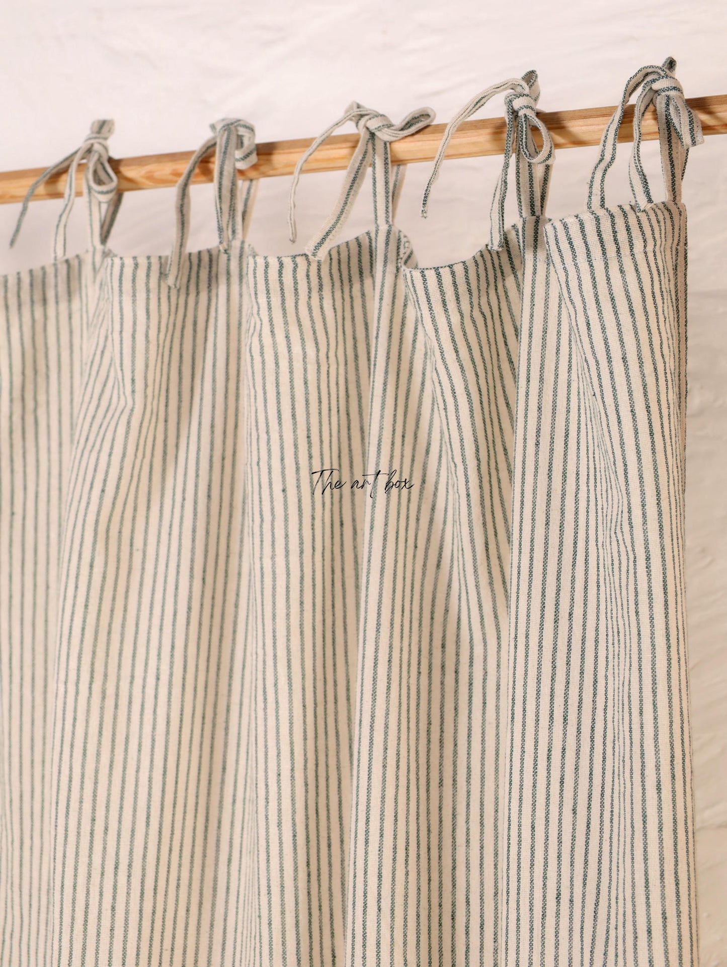 Linen Gauze with Grey Stripes Curtains- 2 Panel set