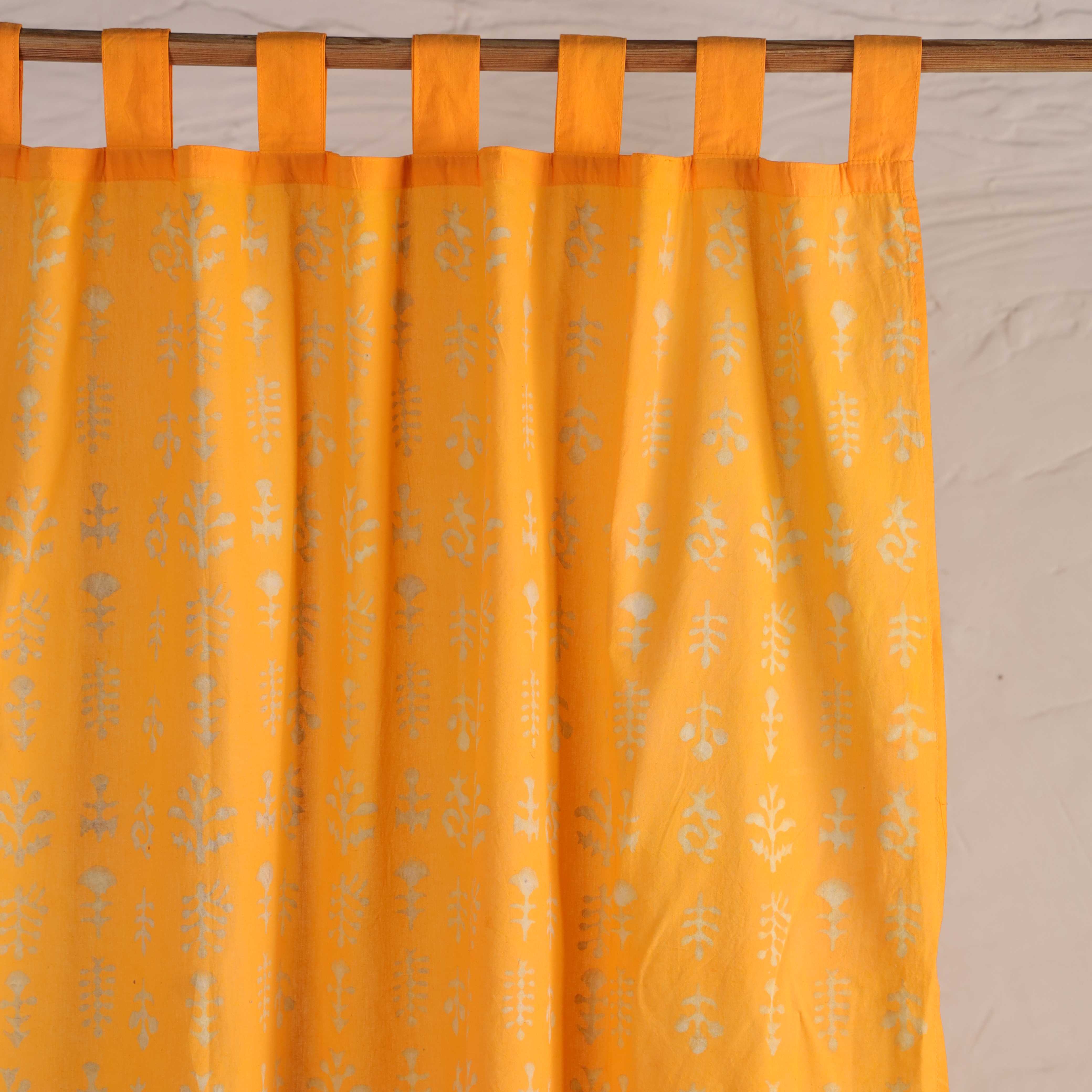 Hand-Block Inspired Floral Cotton Curtain – Single Panel Loop Top