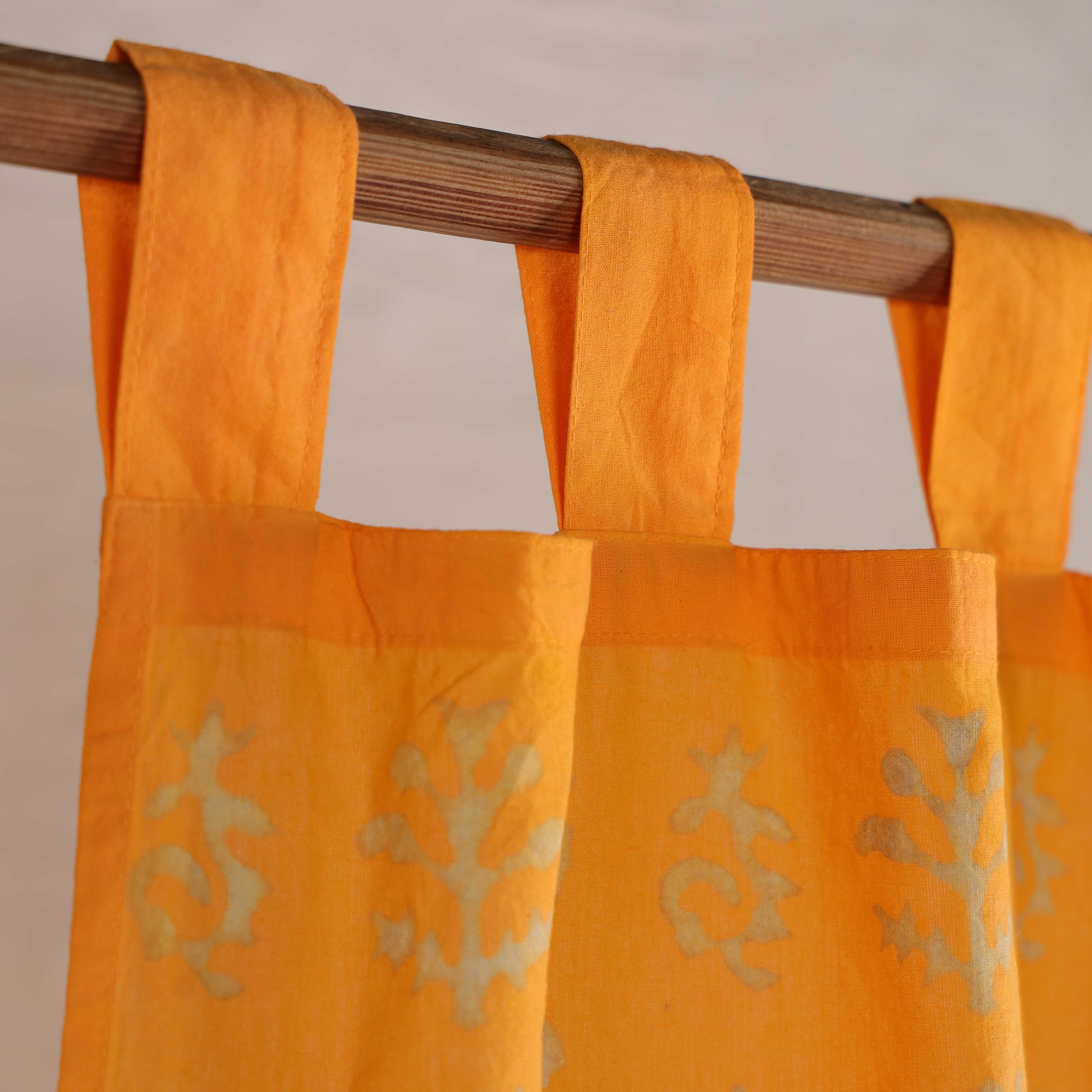 Hand-Block Inspired Floral Cotton Curtain – Single Panel Loop Top