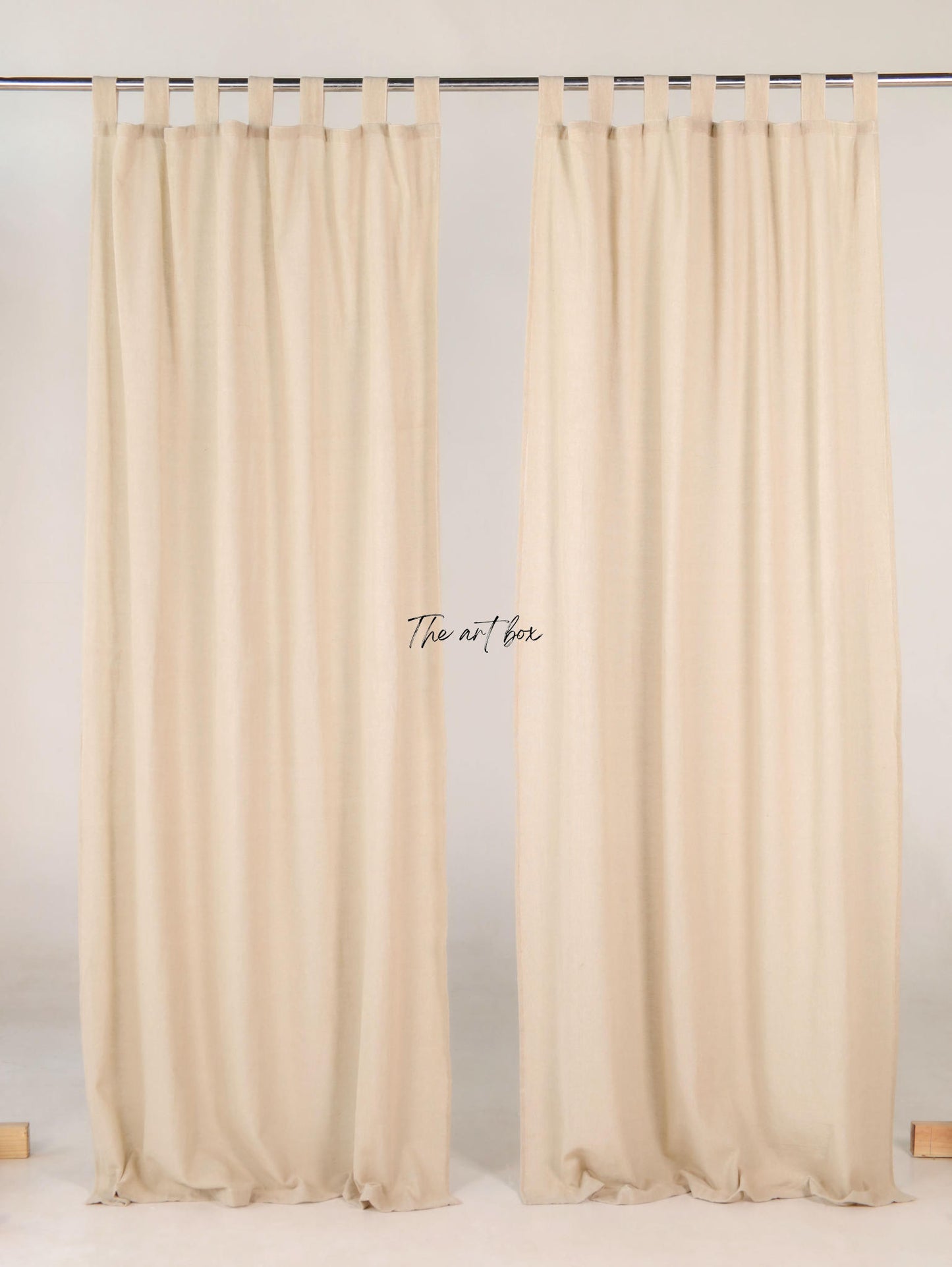 Linen Beige with Wheat Stripes Curtains- 2 Panel set