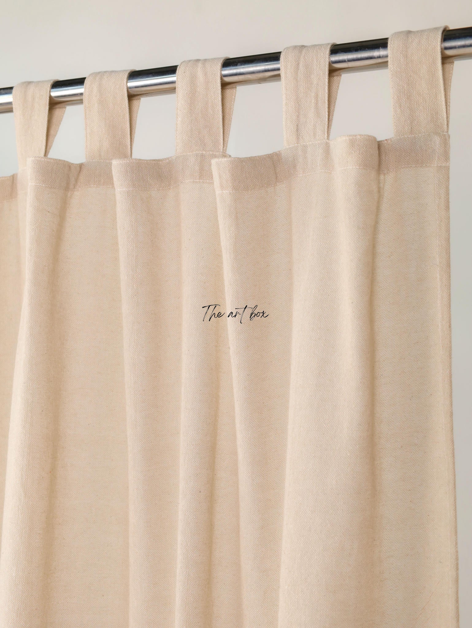 Linen Beige with Wheat Stripes Curtains- 2 Panel set