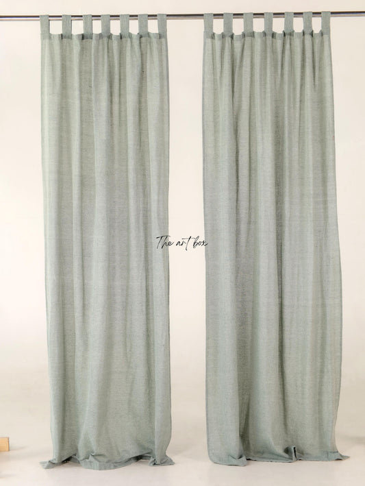 Linen Gauze with Light Grey Curtains- 2 Panel set