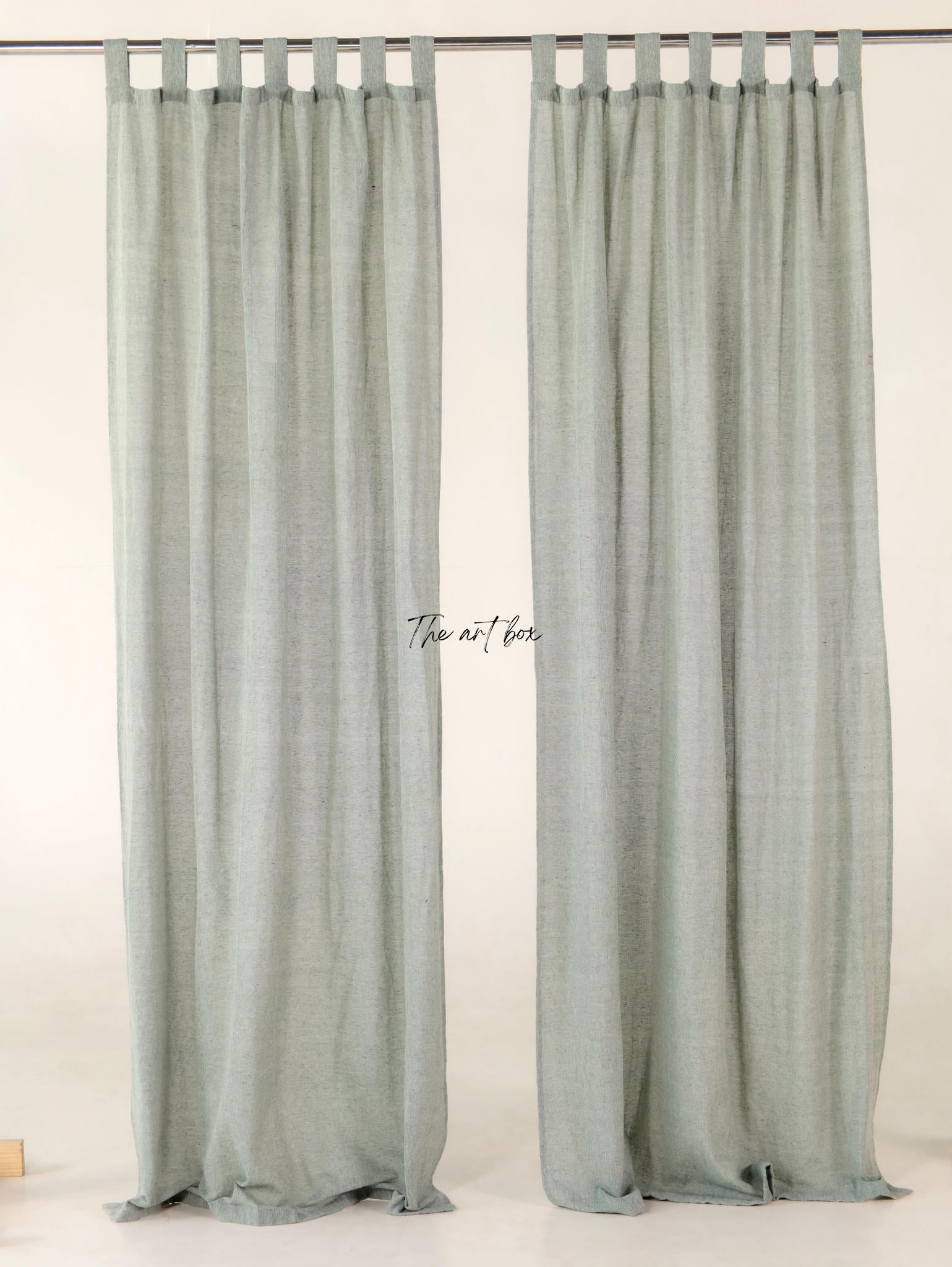 Linen Gauze with Light Grey Curtains- 2 Panel set