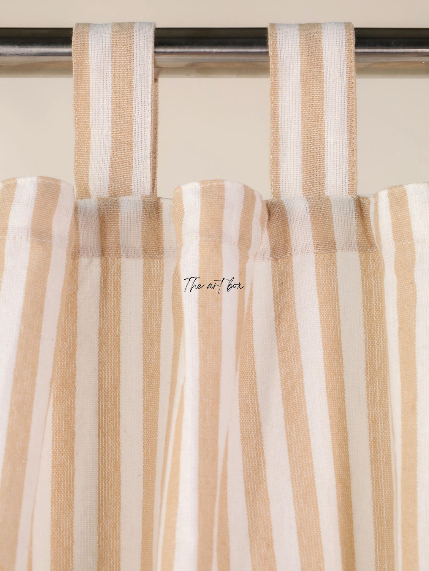 Linen Gauze with Orange Stripes Curtains- 2 Panel set