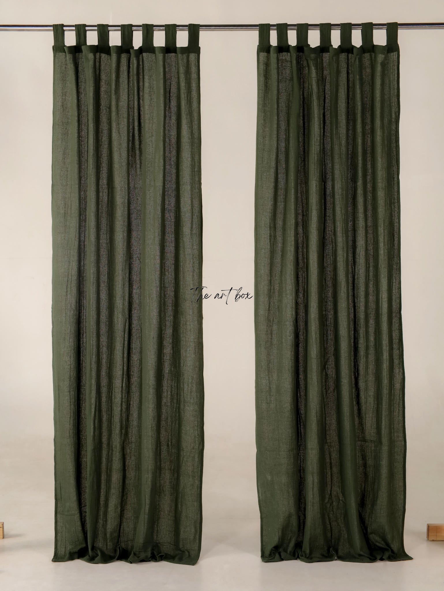 Peacock Cotton Tap Top Curtains- 2 Panel set