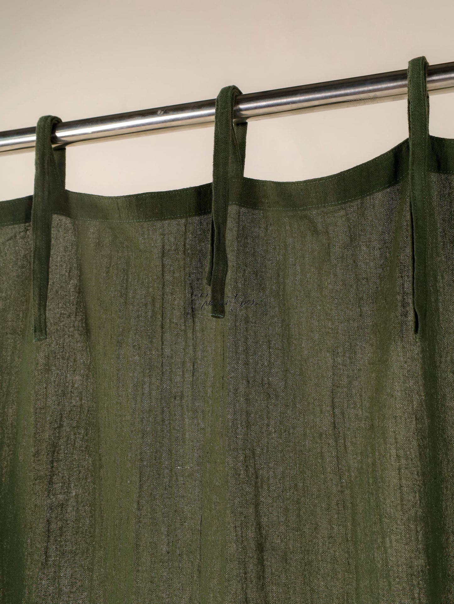 Peacock Cotton Tie Top Curtains- 2 Panel set