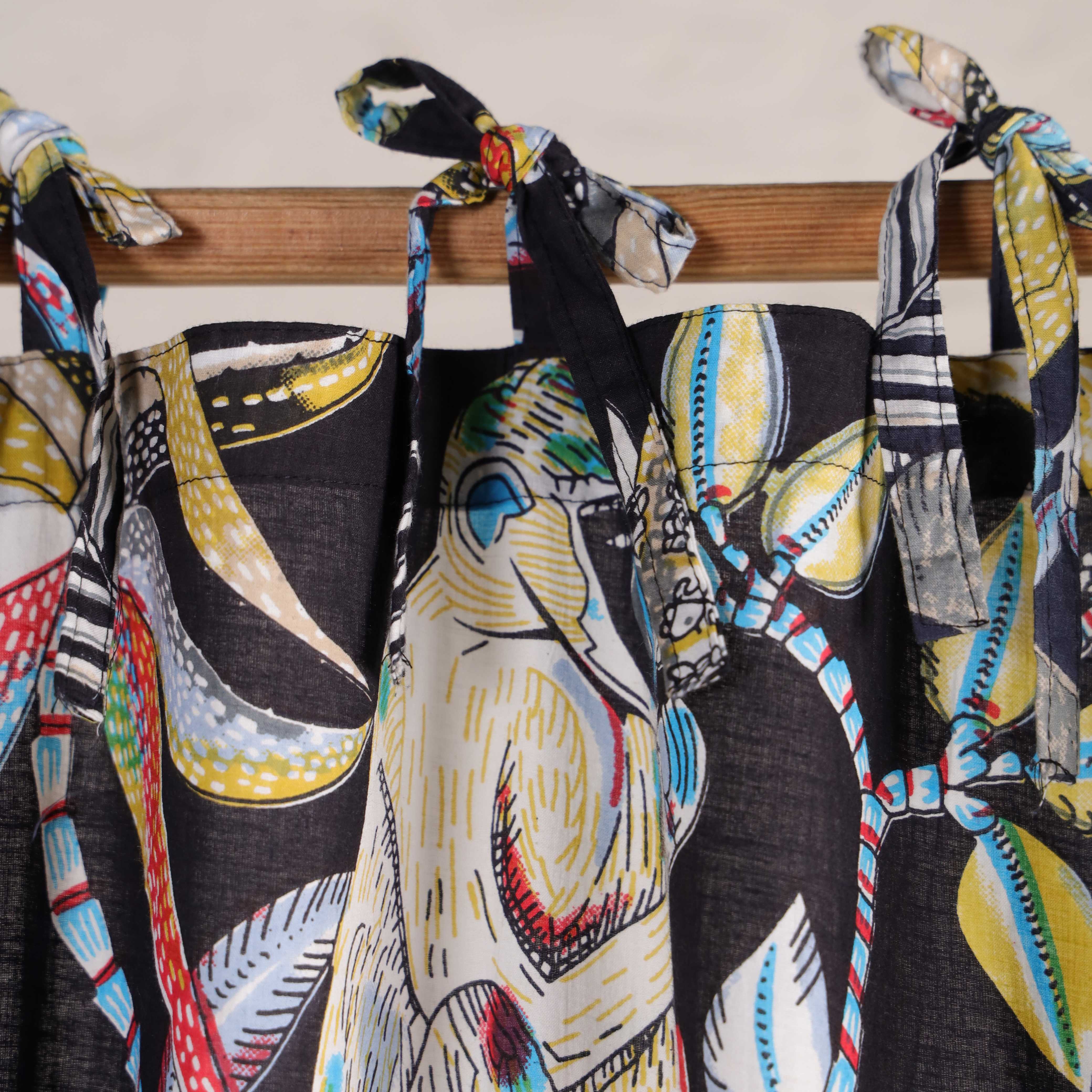 Tropical Jungle Print Cotton Curtain – Single Panel Tie Top