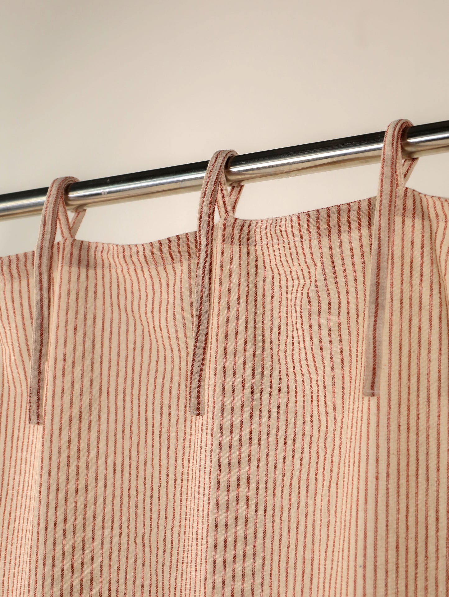 Linen Gauze with Orange Stripes Curtains- 2 Panel set