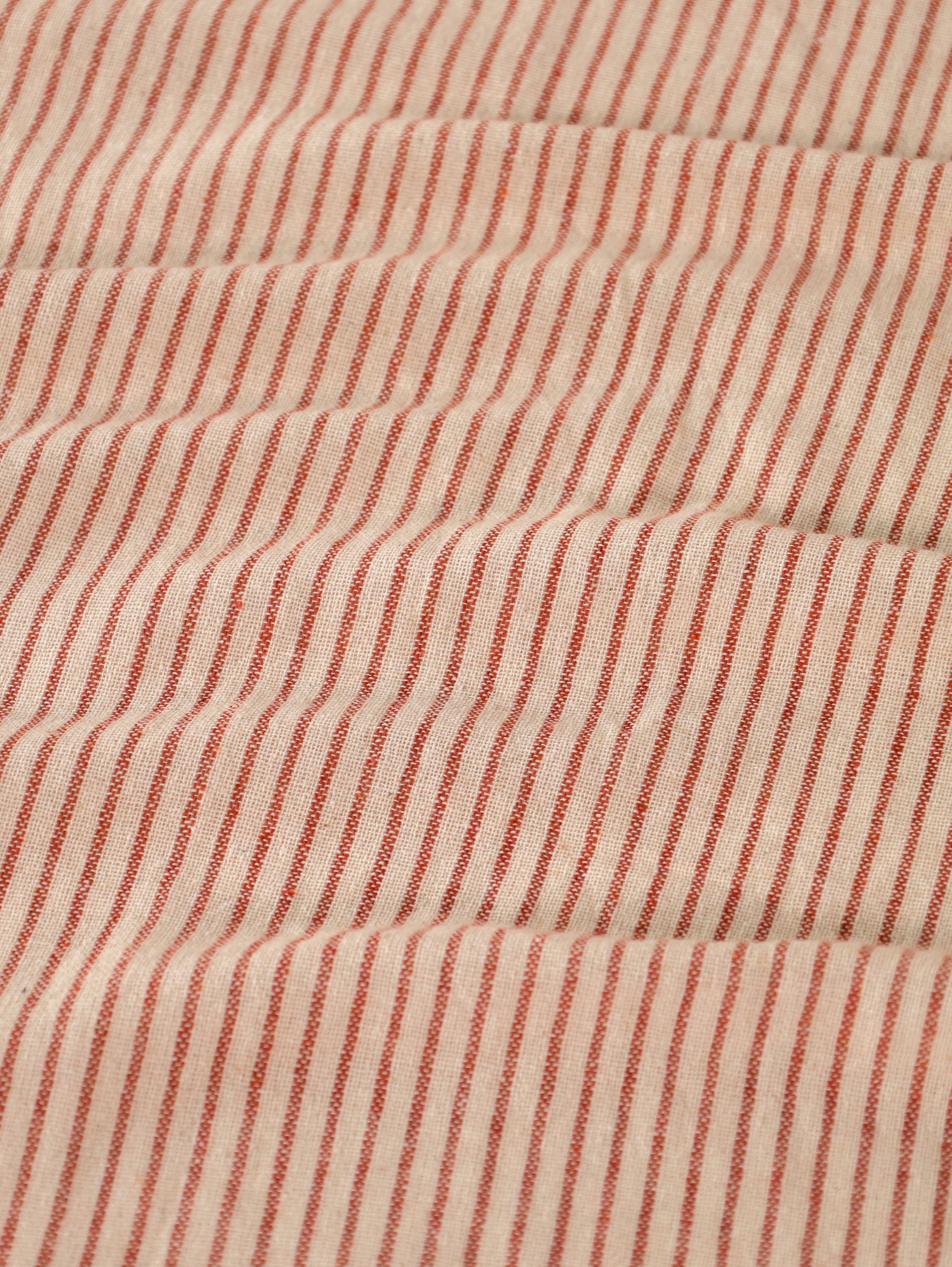 Linen Gauze with Orange Stripes Curtains- 2 Panel set