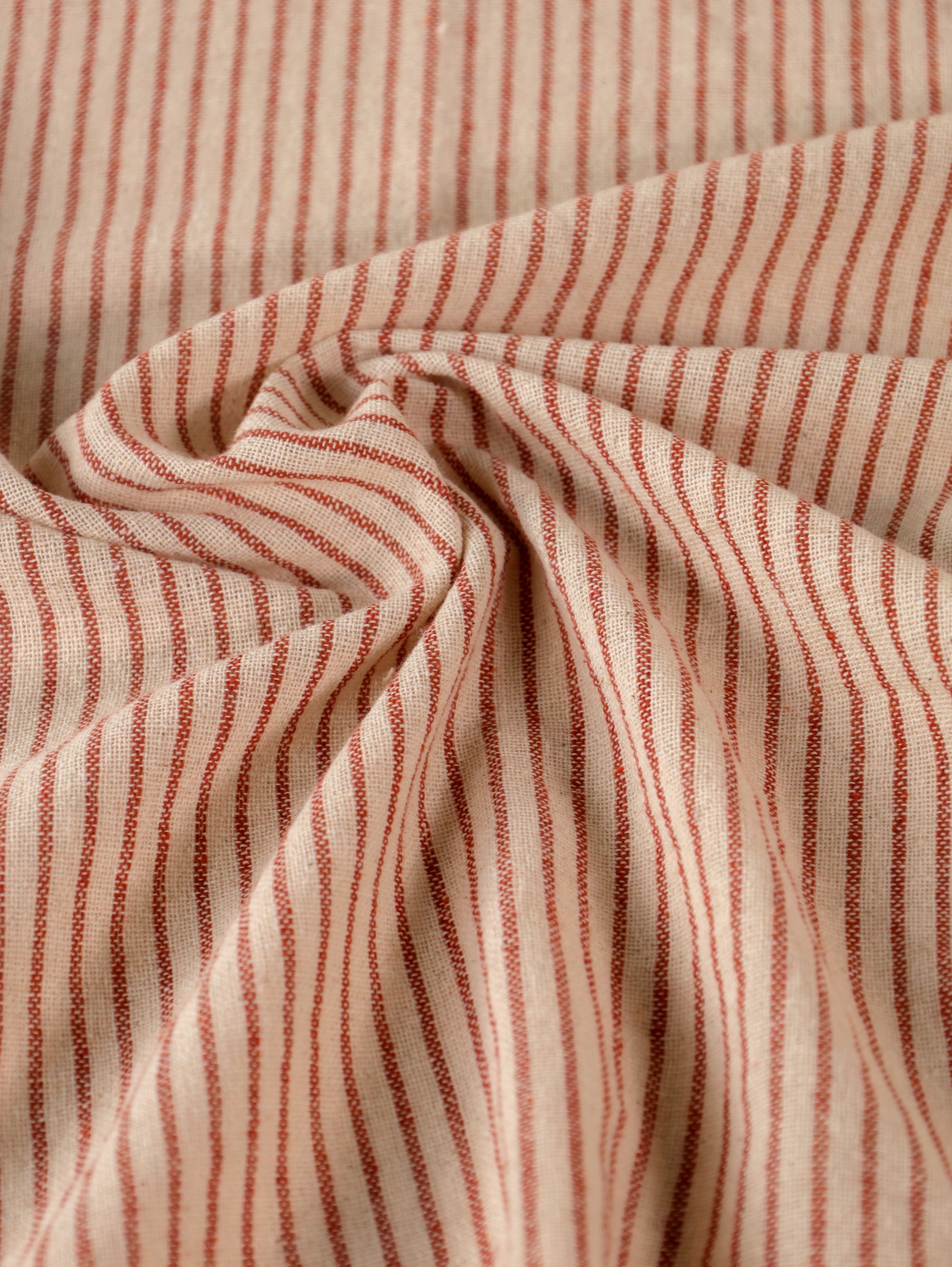 Linen Gauze with Orange Stripes Curtains- 2 Panel set