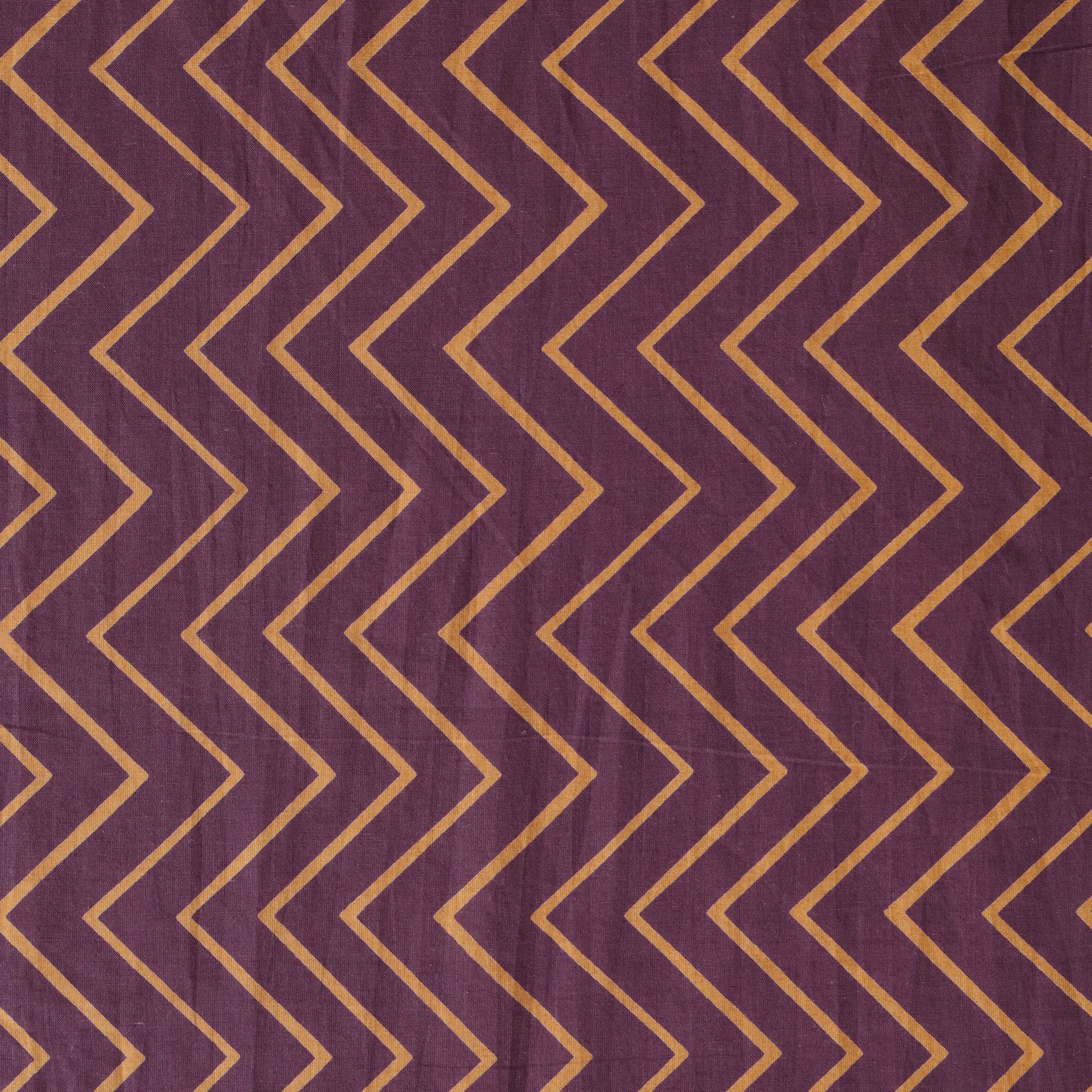 Premium Plum & Gold Chevron Cotton Fabric - 42" Screen Printed