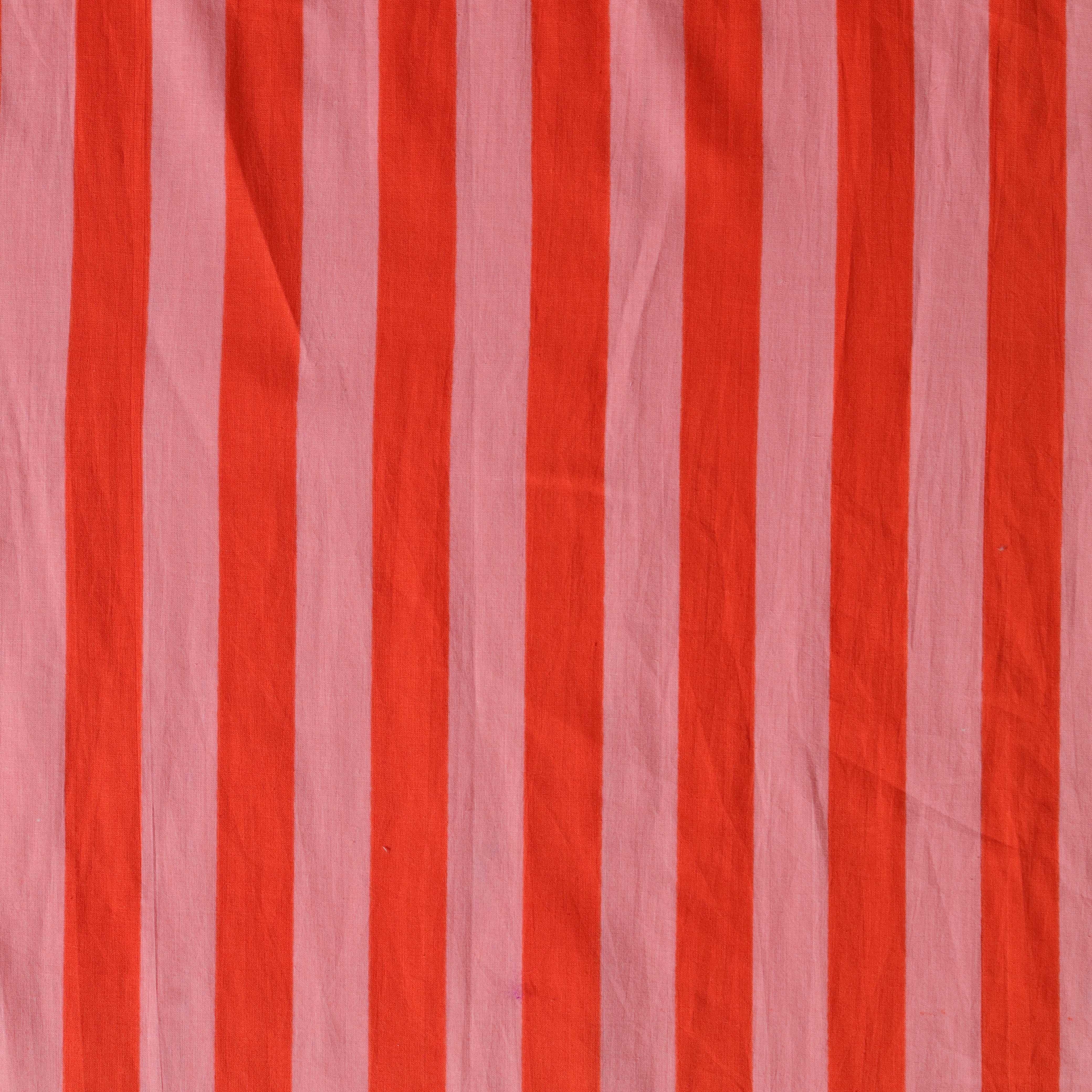 Premium Red & Pink Striped Cotton Fabric - 42" Screen Printed