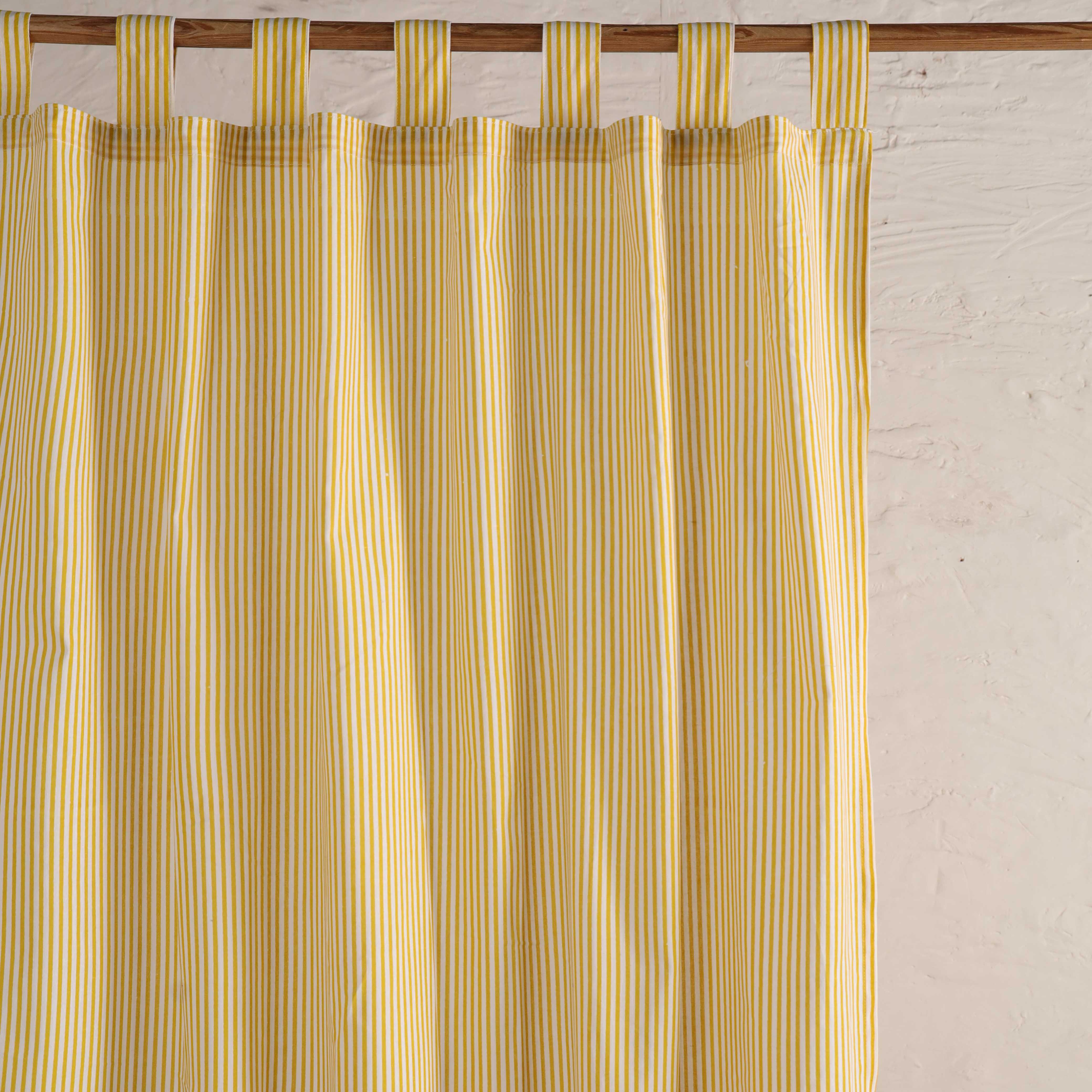 Classic Vertical Pinstripe Cotton Curtain – Single Panel Loop Top