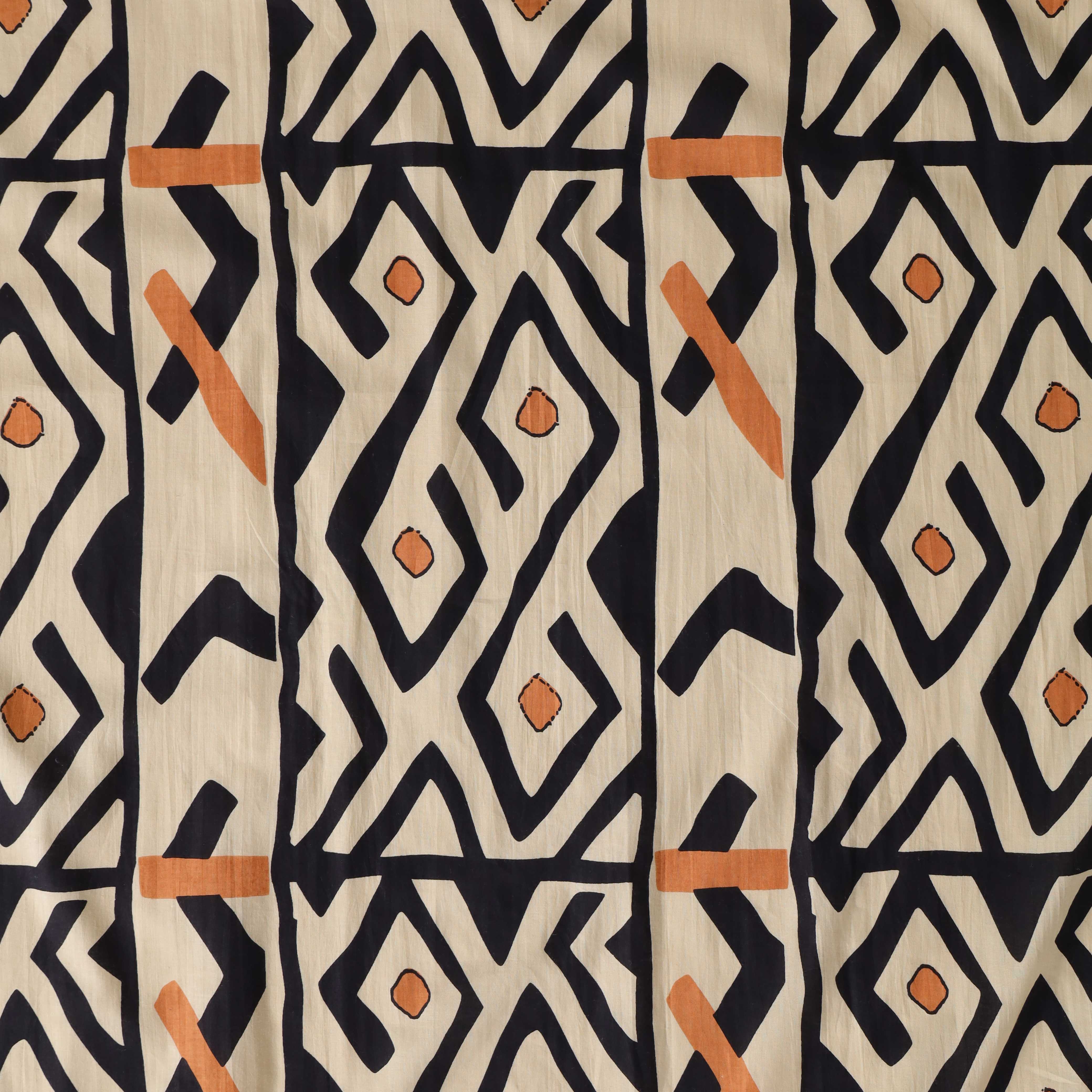 Premium Abstract Geometric Cotton Fabric - 42" Earth Tone Print