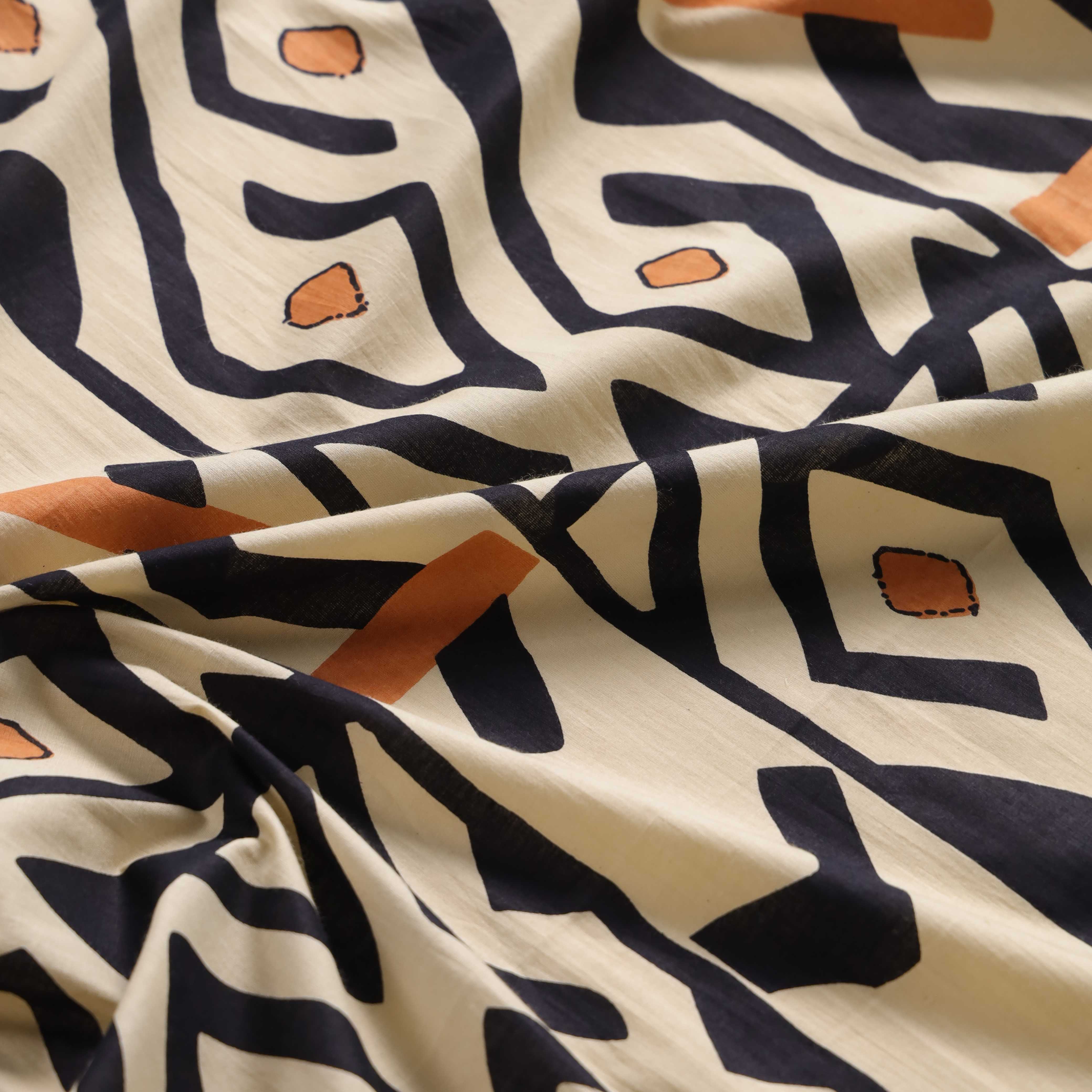 Premium Abstract Geometric Cotton Fabric - 42" Earth Tone Print