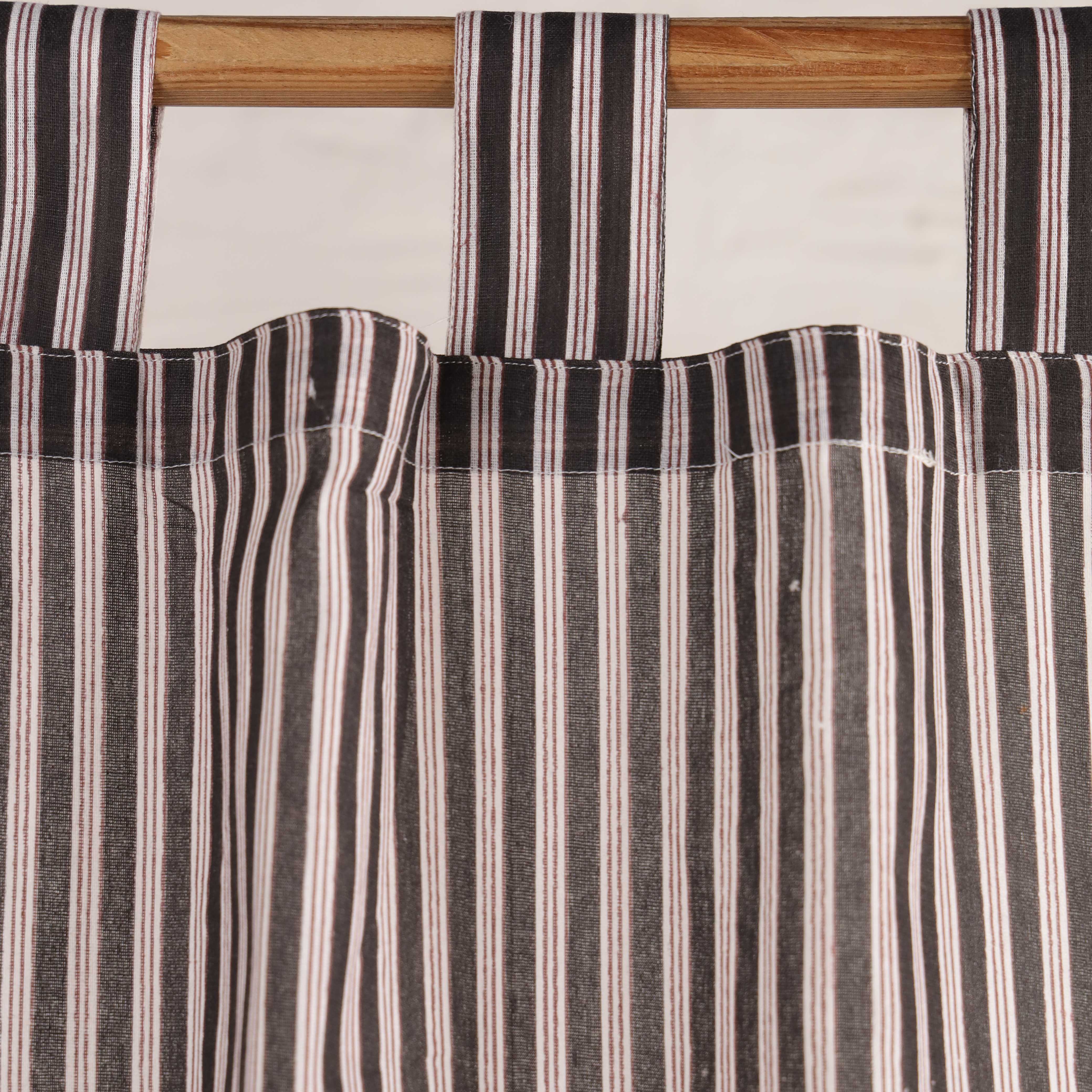 Premium 100% Cotton Charcoal Gray Striped Curtain - Single Panel - Modern Minimalist Tab Top Window Treatment for Living Room & Bedroom