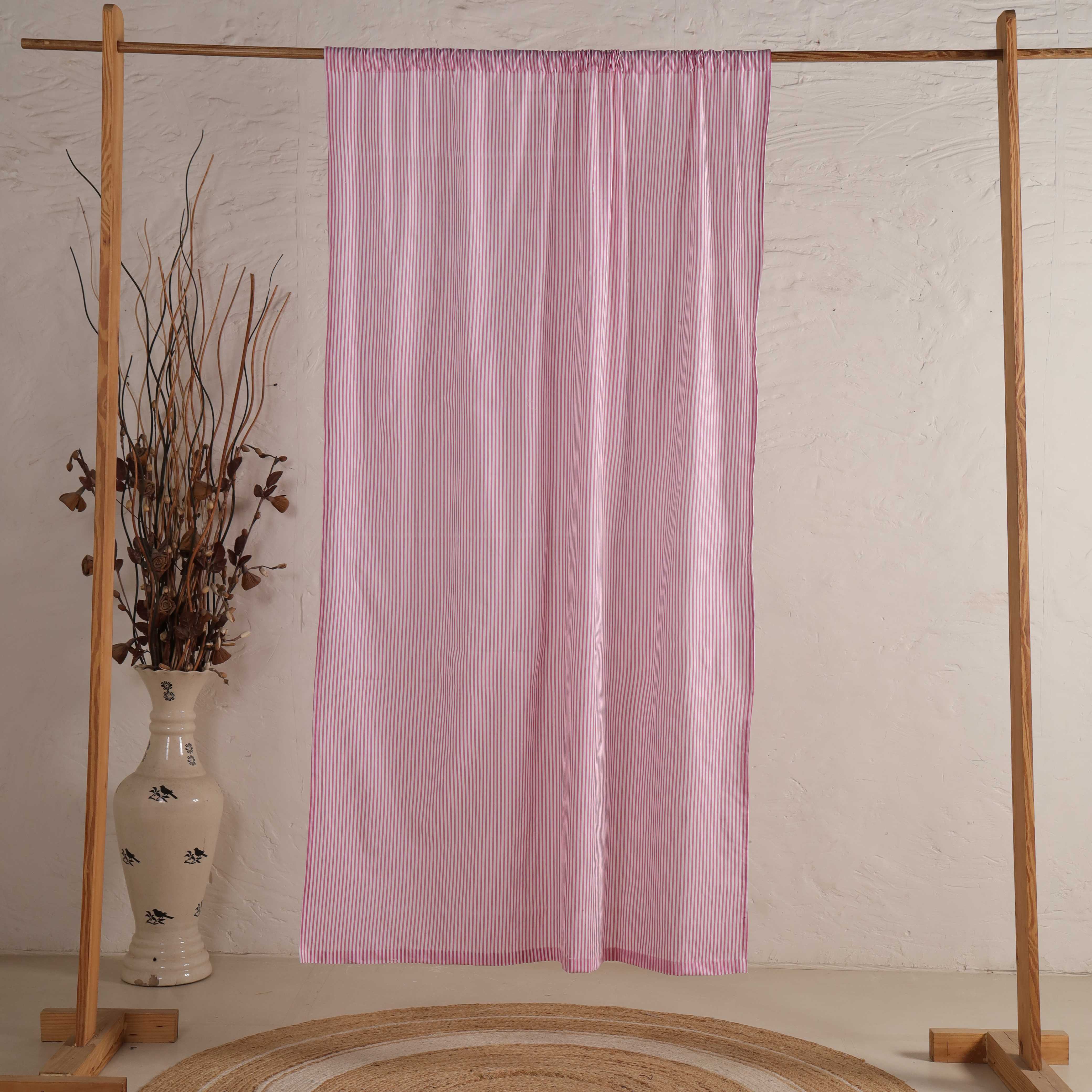 Premium 100% Cotton Floral Print Curtain - Elegant Pink Blossom Motif, Modern Farmhouse Window Treatment (Single Panel)