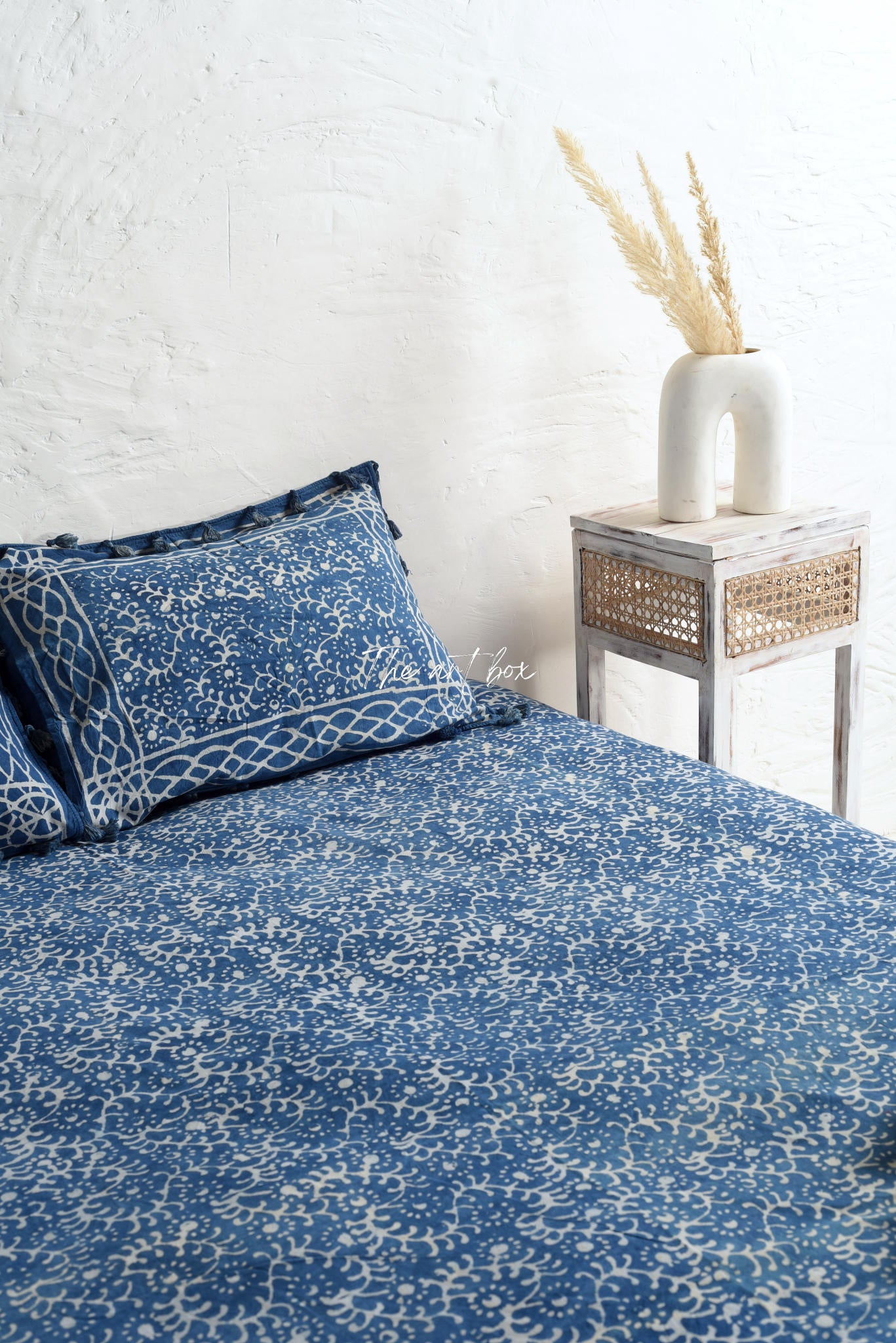 Ethnic Floral Block Printed Bedsheet and Pillow Set