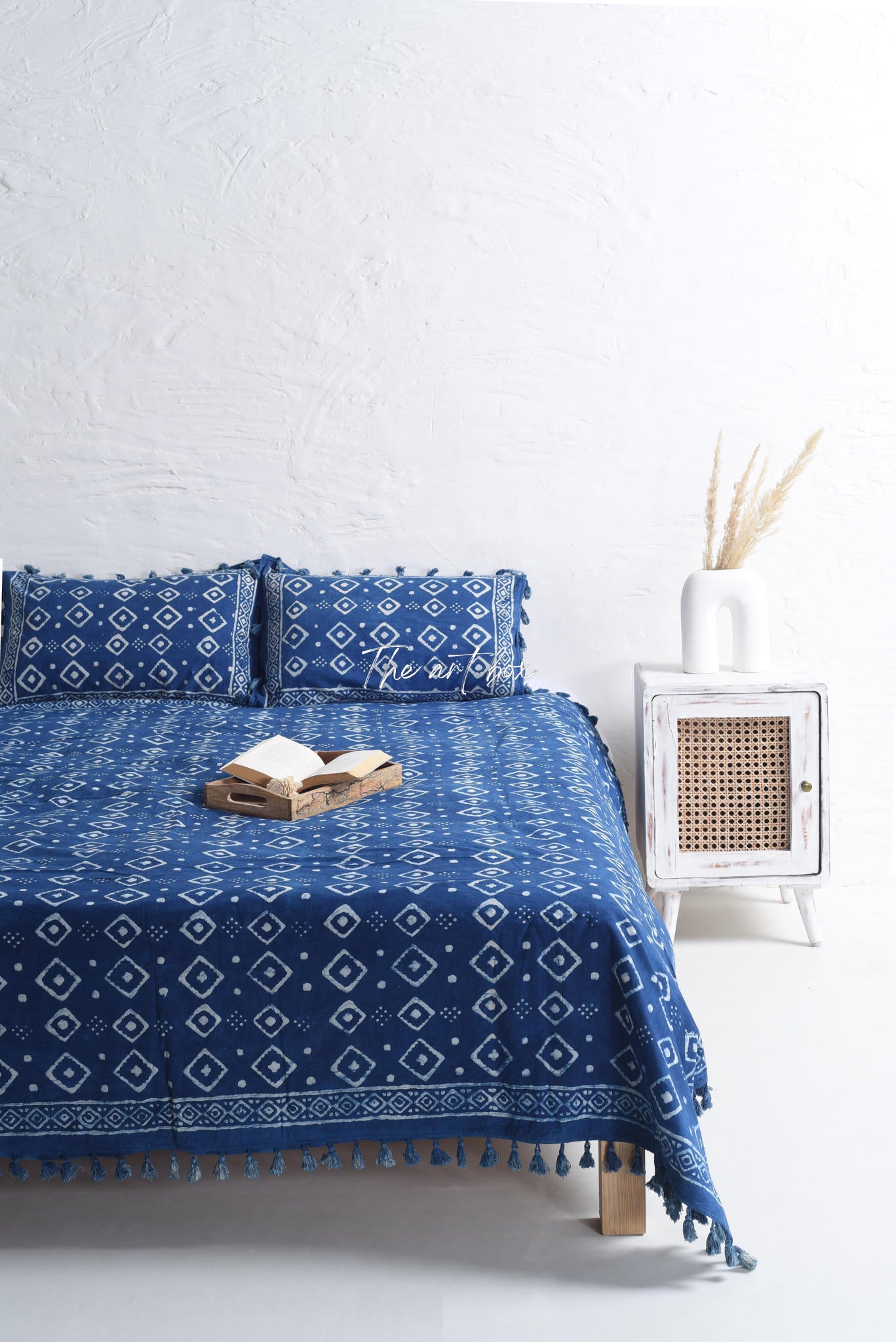 Boho Stone Washed Block Printed Bedsheet and Pillow Set