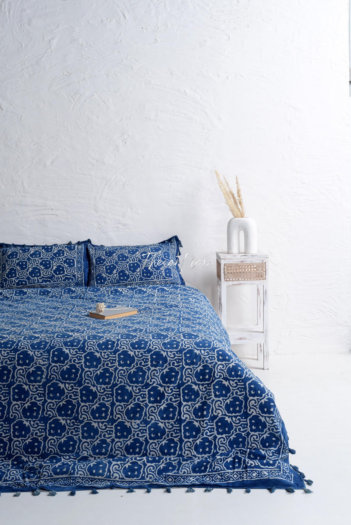 Indigo Hand Block Printed Duvet Cover and Pillow Set