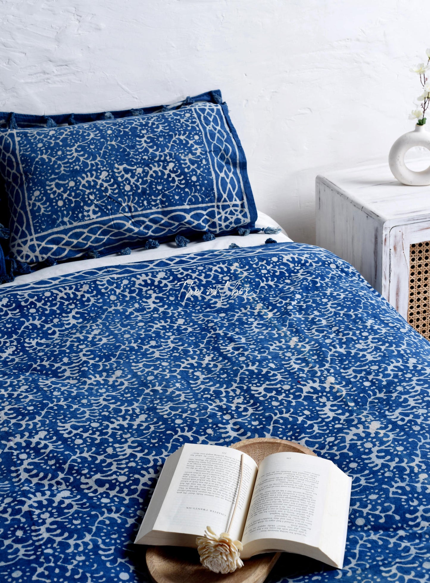 Ethnic Floral Block Printed Duvet Cover and Pillow Set