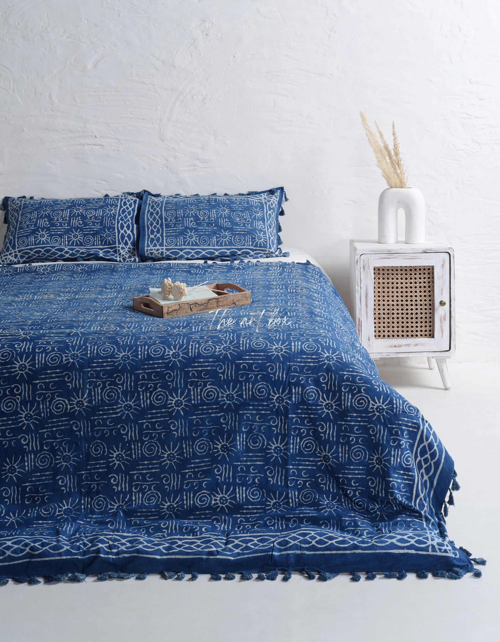 Nilaya Hand Block Printed Duvet Cover and Pillow Set