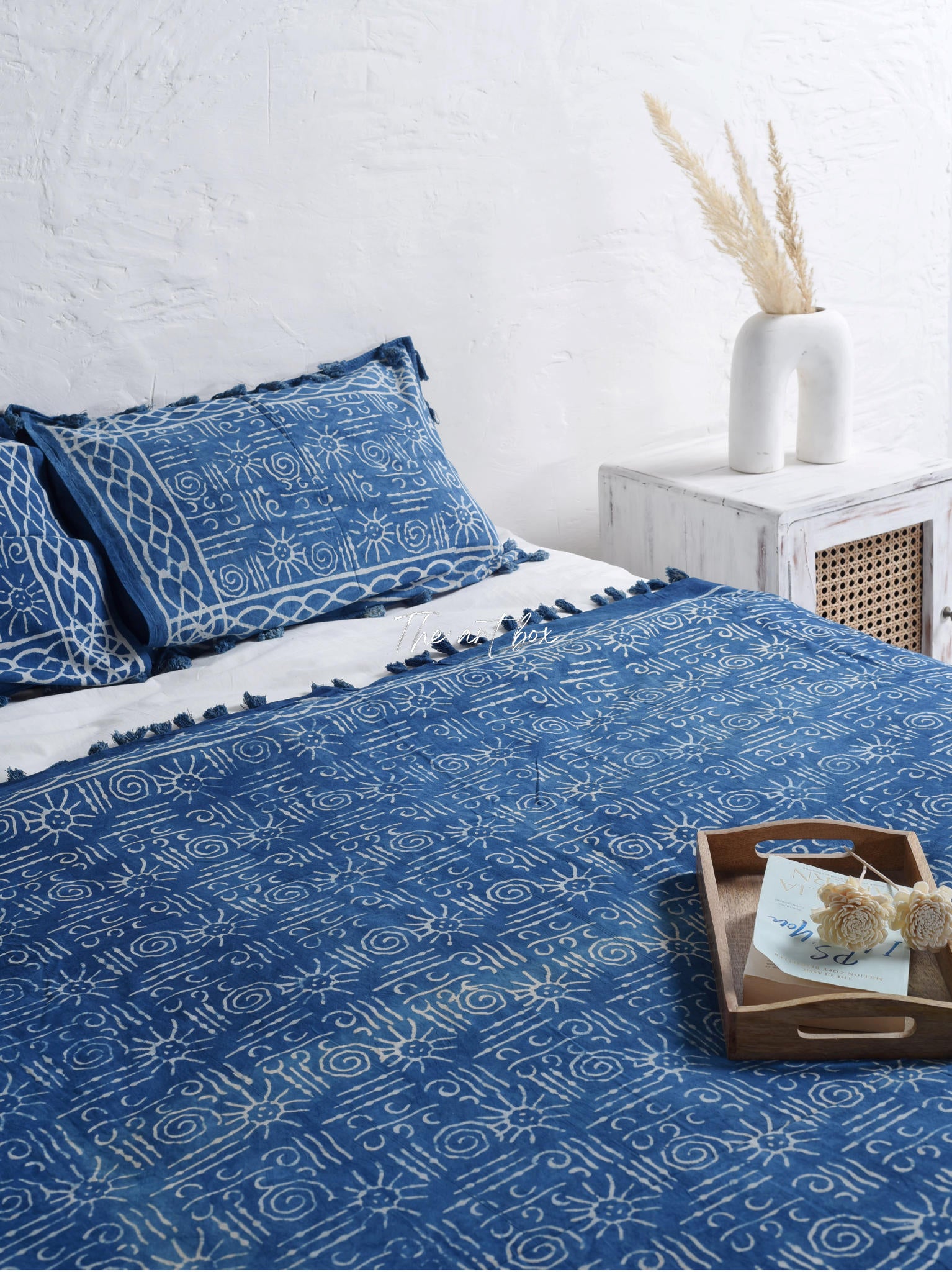 Nilaya Hand Block Printed Duvet Cover and Pillow Set