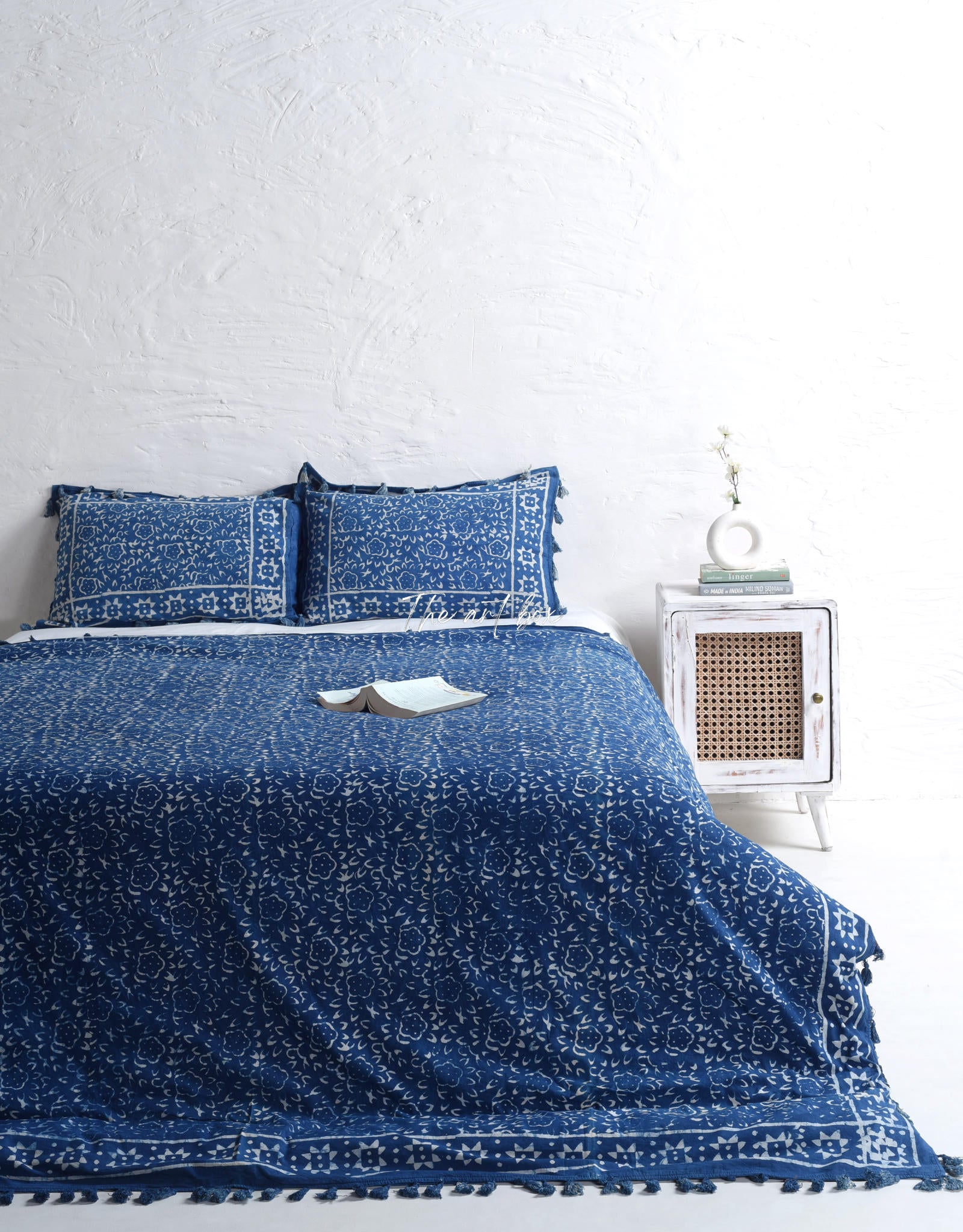 Boho Stone Washed Block Printed Duvet Cover and Pillow Set