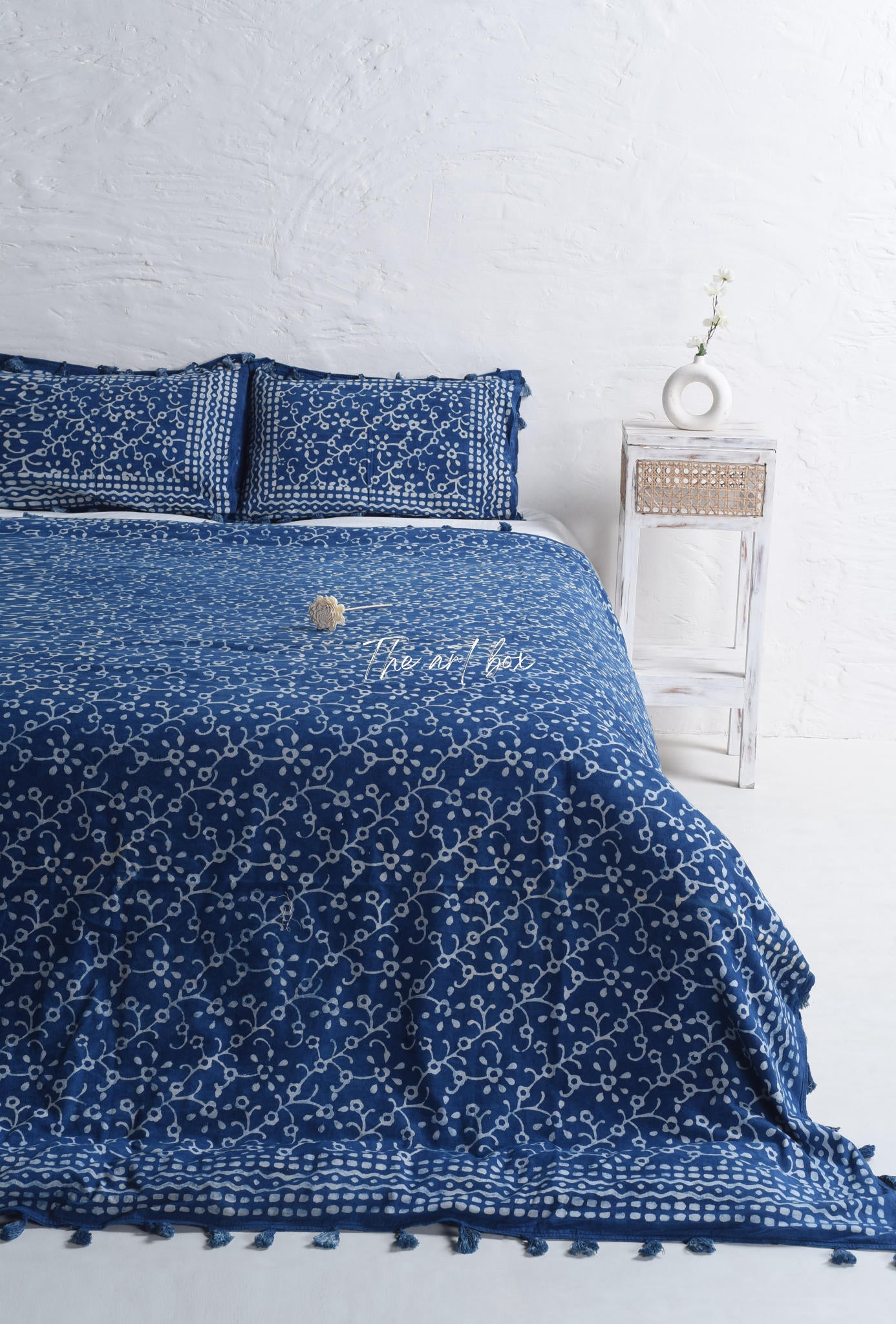 Stone Washed Luxury Block Printed Duvet Cover and Pillow Set