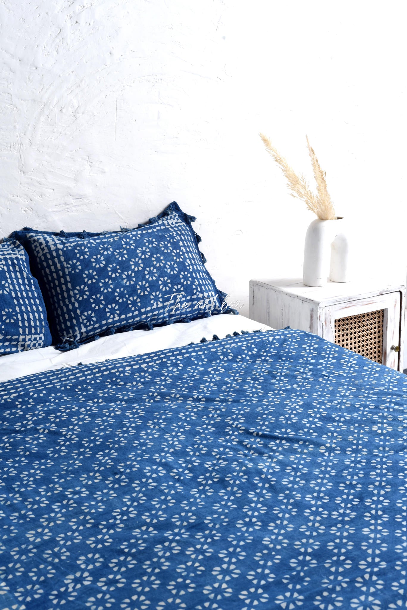 Flower Aesthetic Block Printed Duvet Cover and Pillow Set