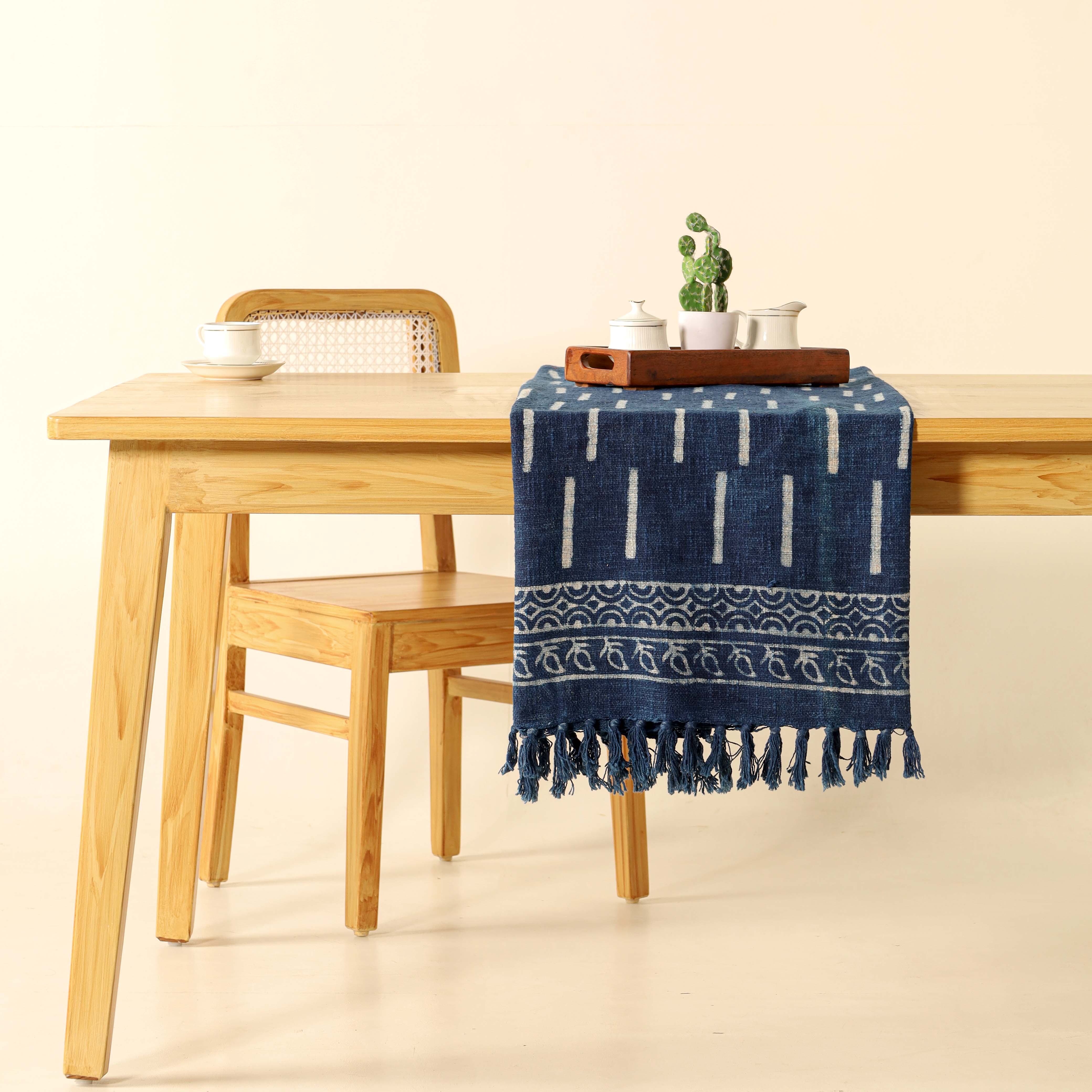 Blue with White Stripe Cotton Tablecloth