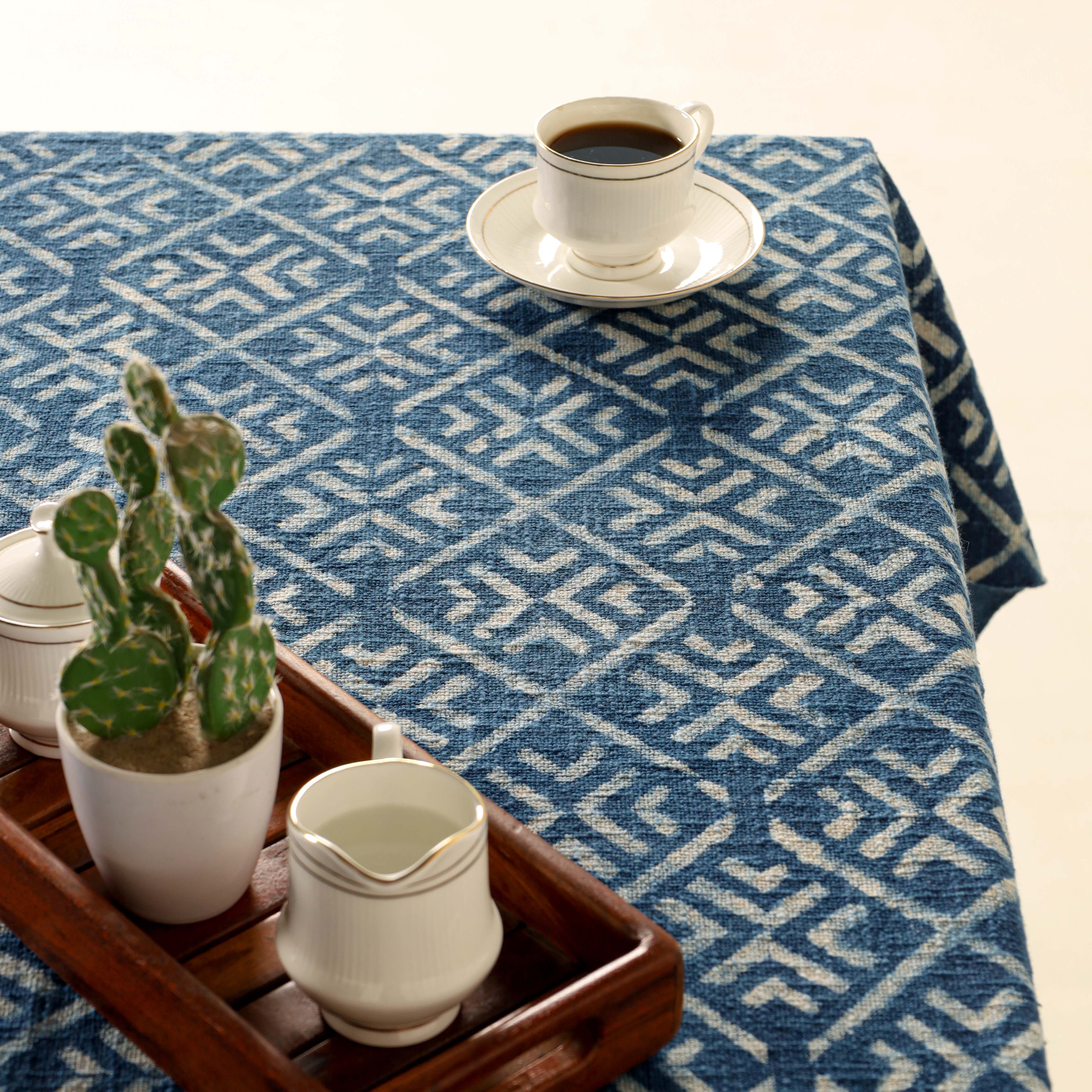 Dark Blue Cotton Tablecloth