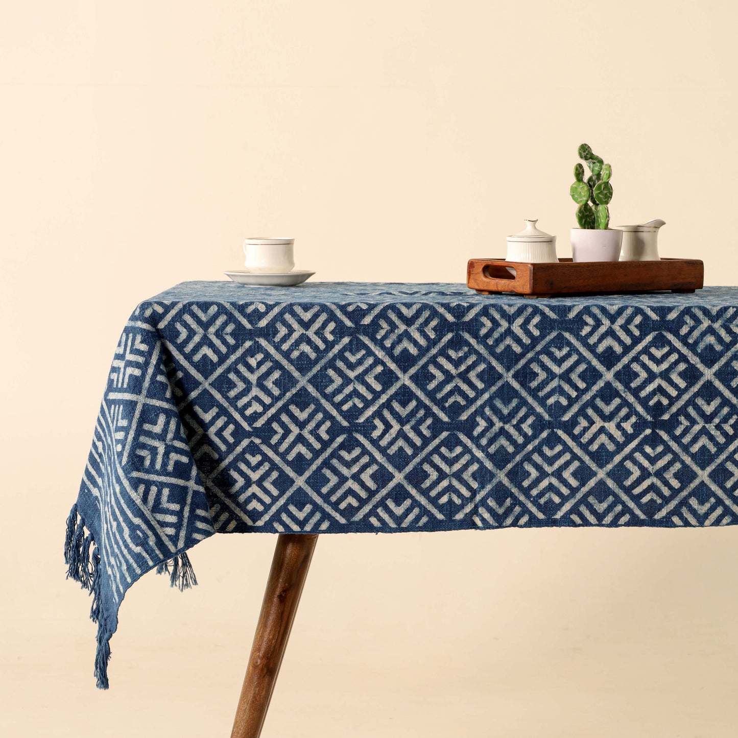 Dark Blue Cotton Tablecloth