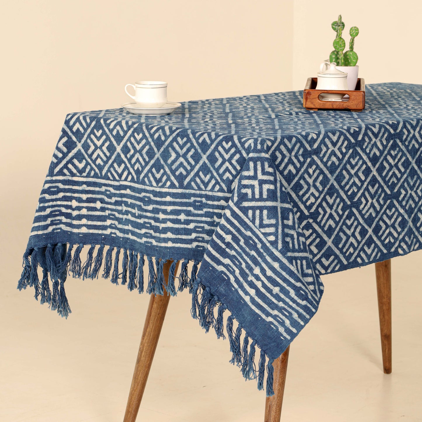 Dark Blue Cotton Tablecloth