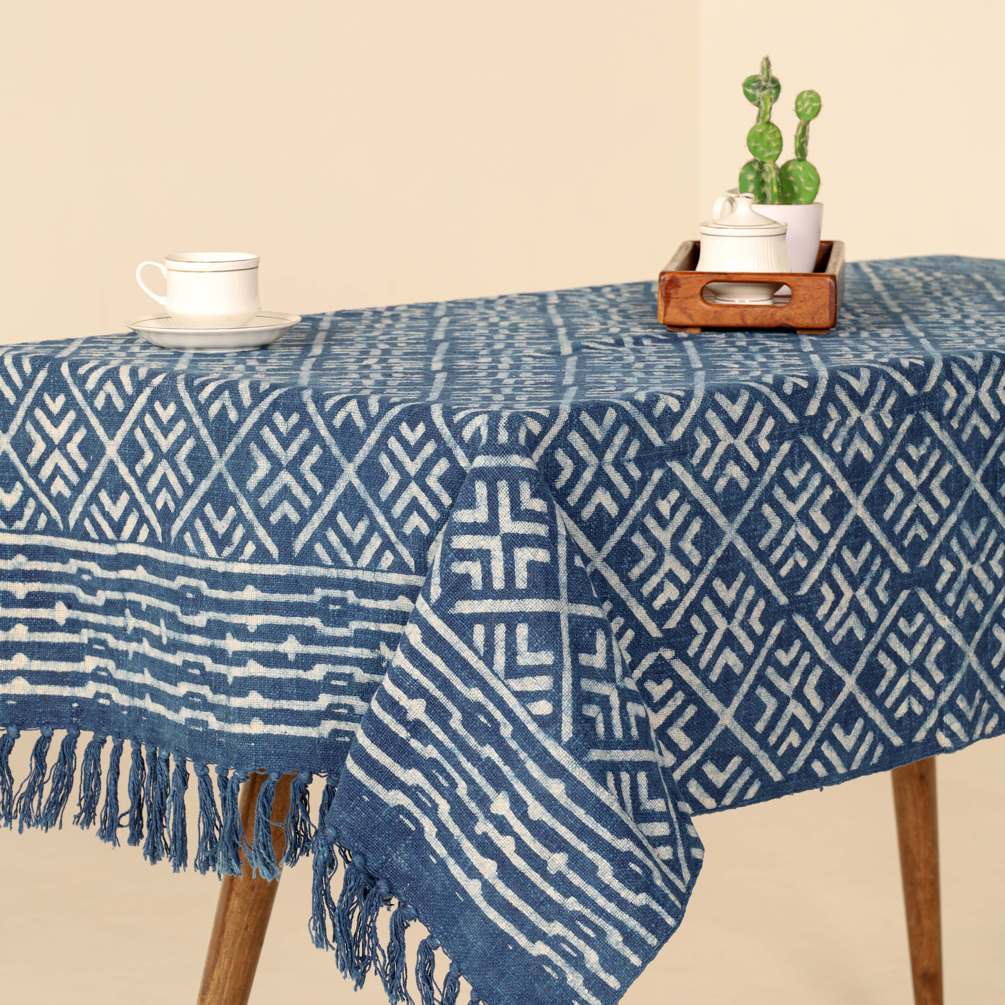 Dark Blue Cotton Tablecloth