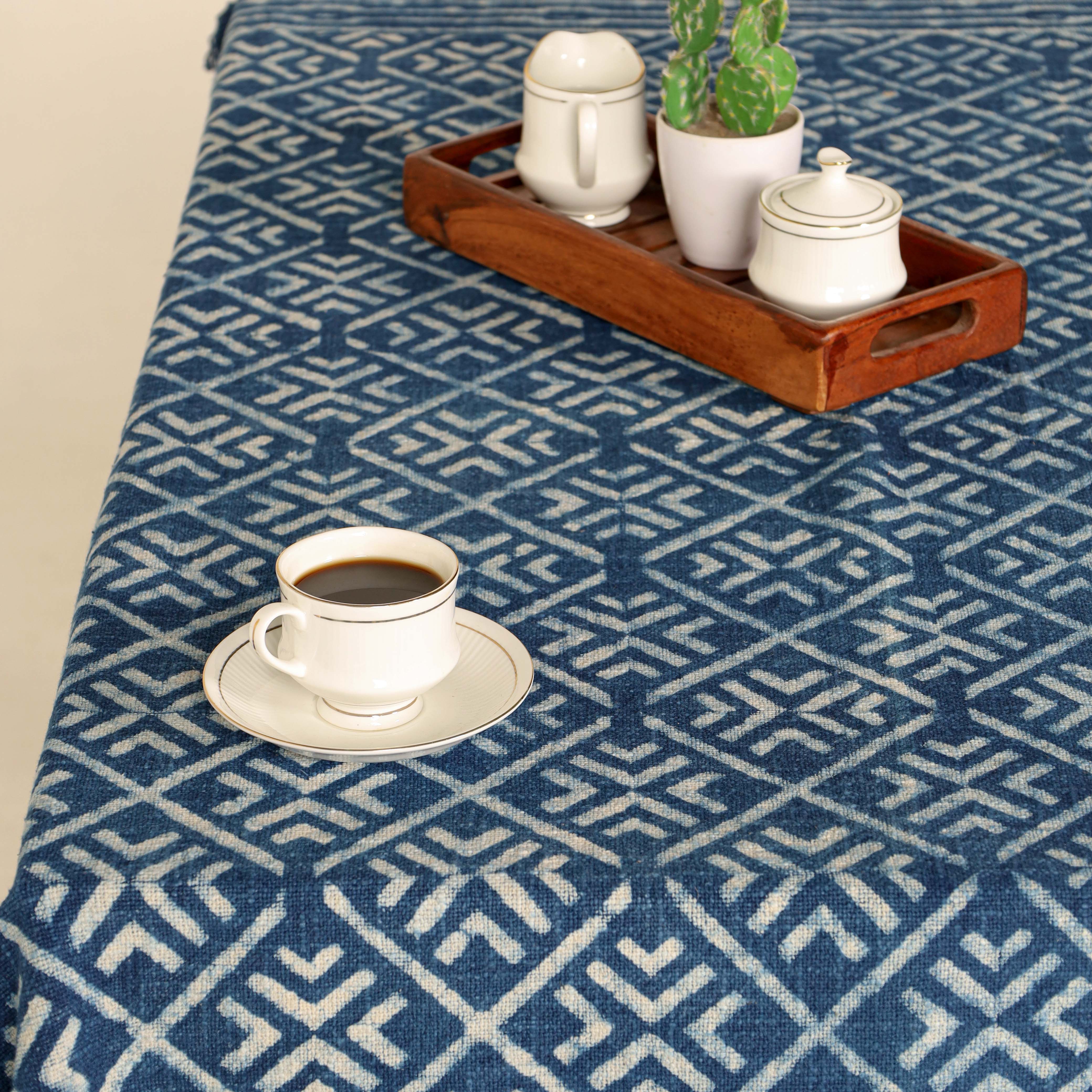 Dark Blue Cotton Tablecloth