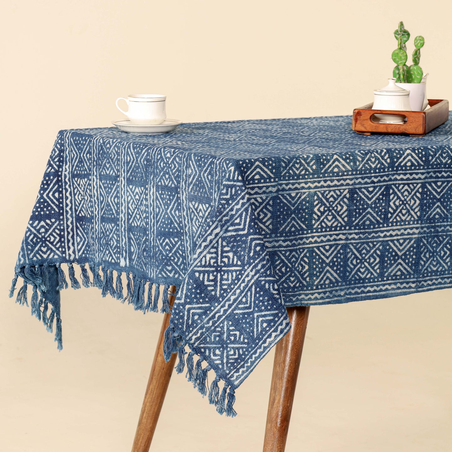 Blue Cotton Tablecloth