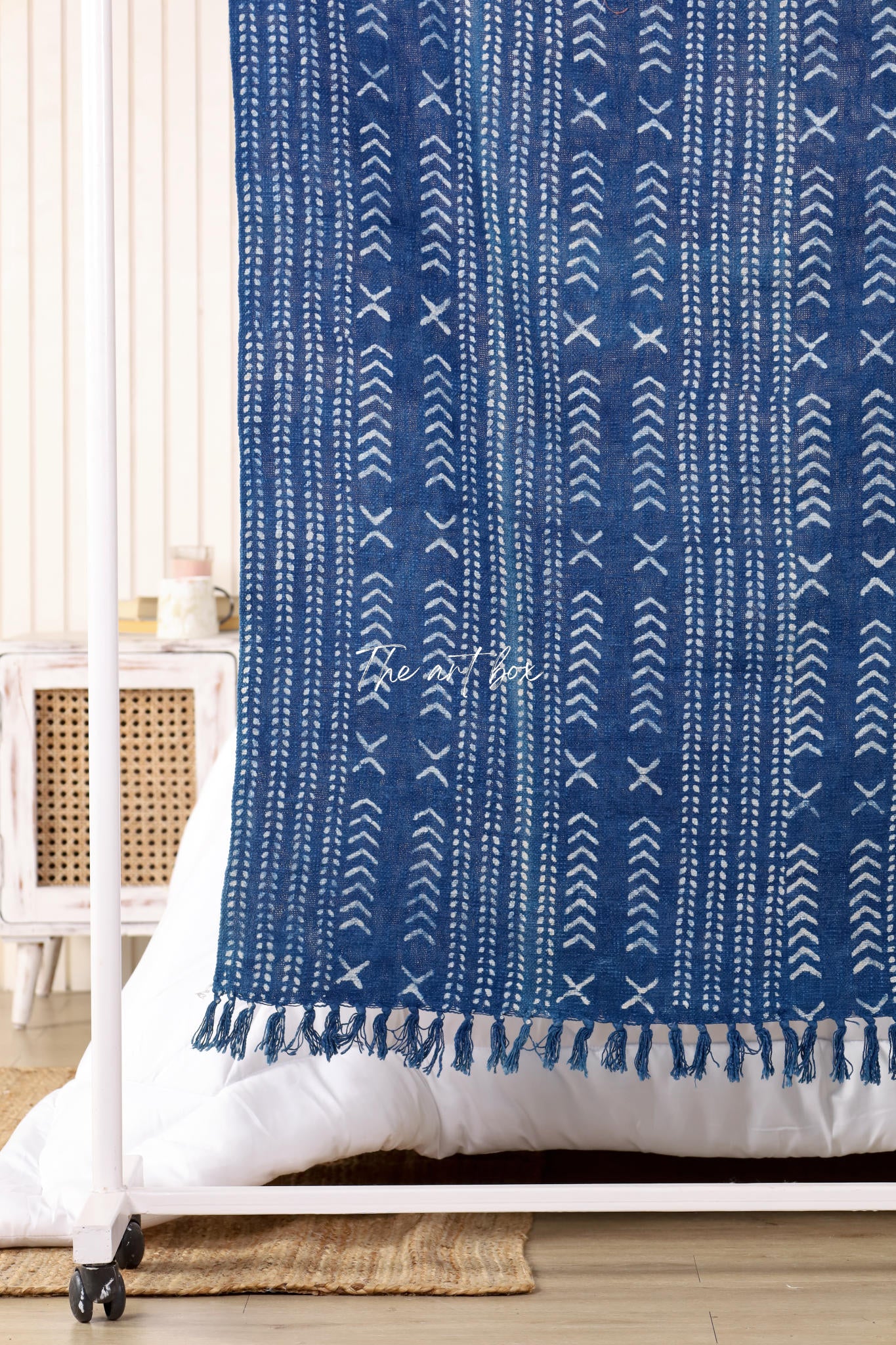 Blue Polka Dot Indigo Print Throw