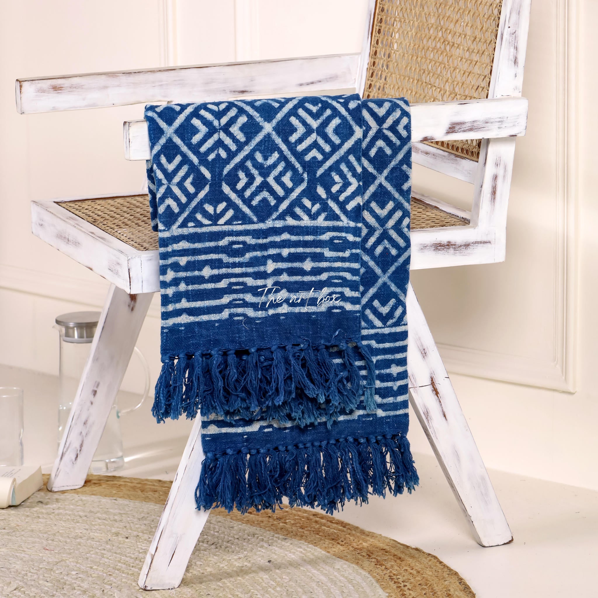 Handmade Rug Indigo Print Throw