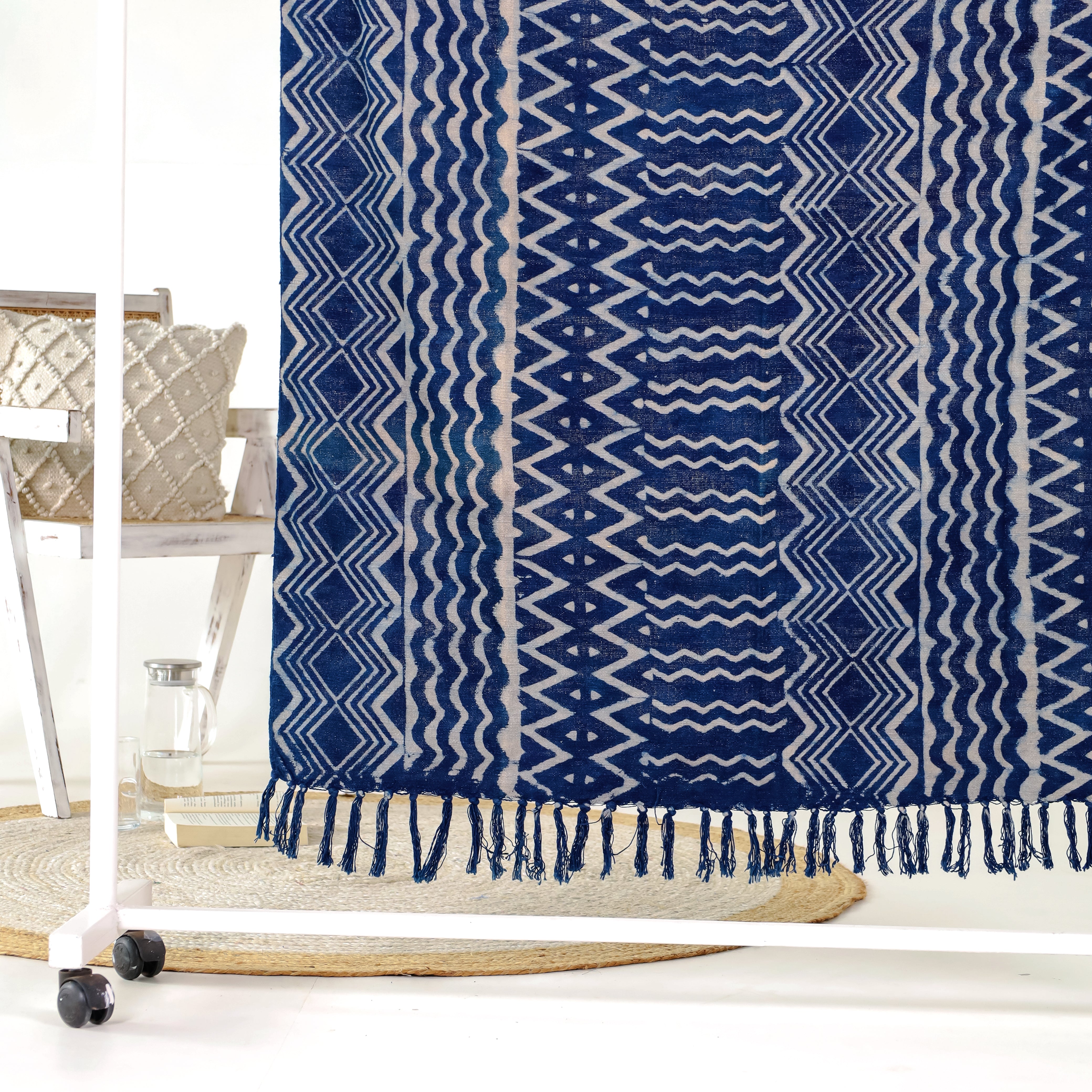 Hand Block Indigo Print Throw