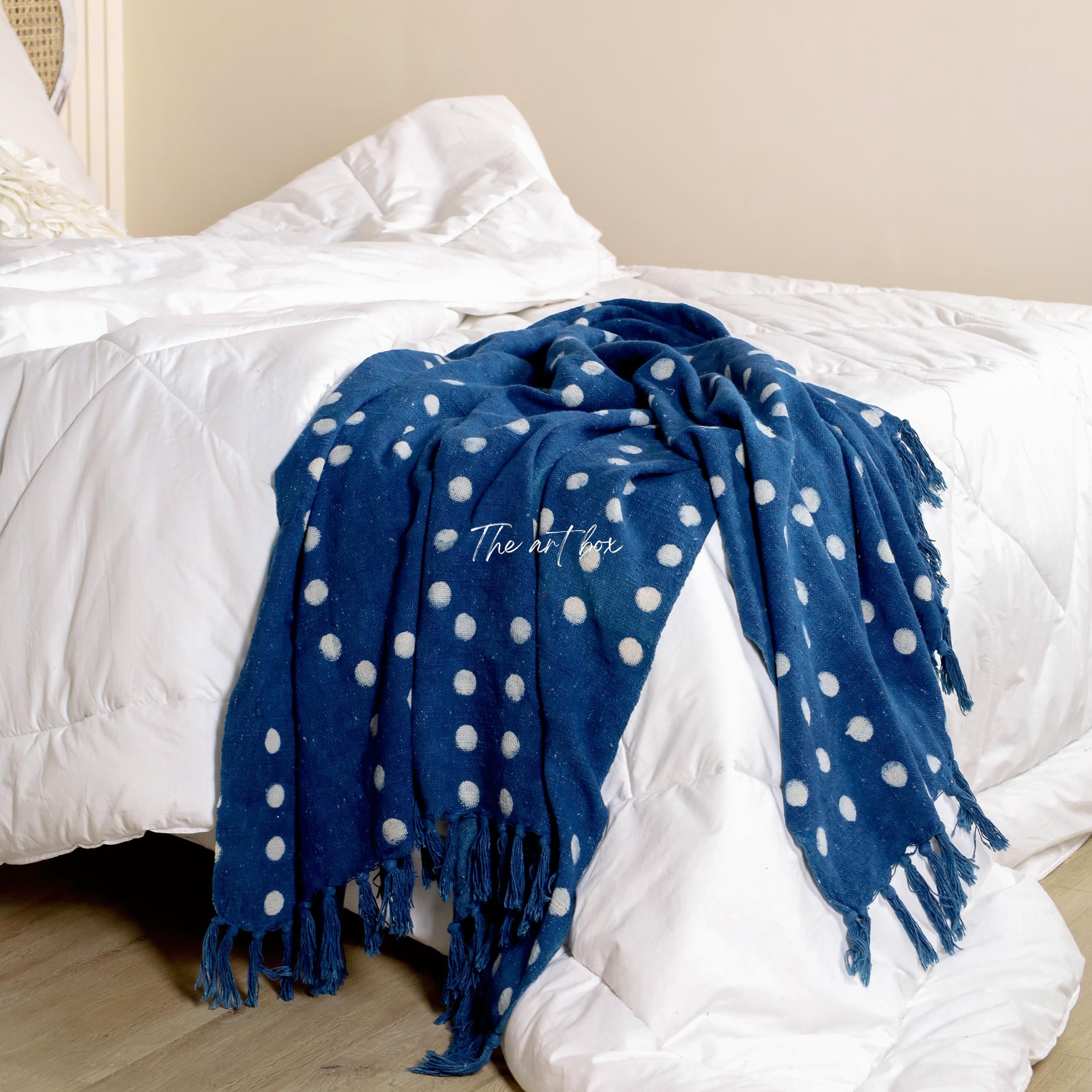 Geometric Indigo Print Throw