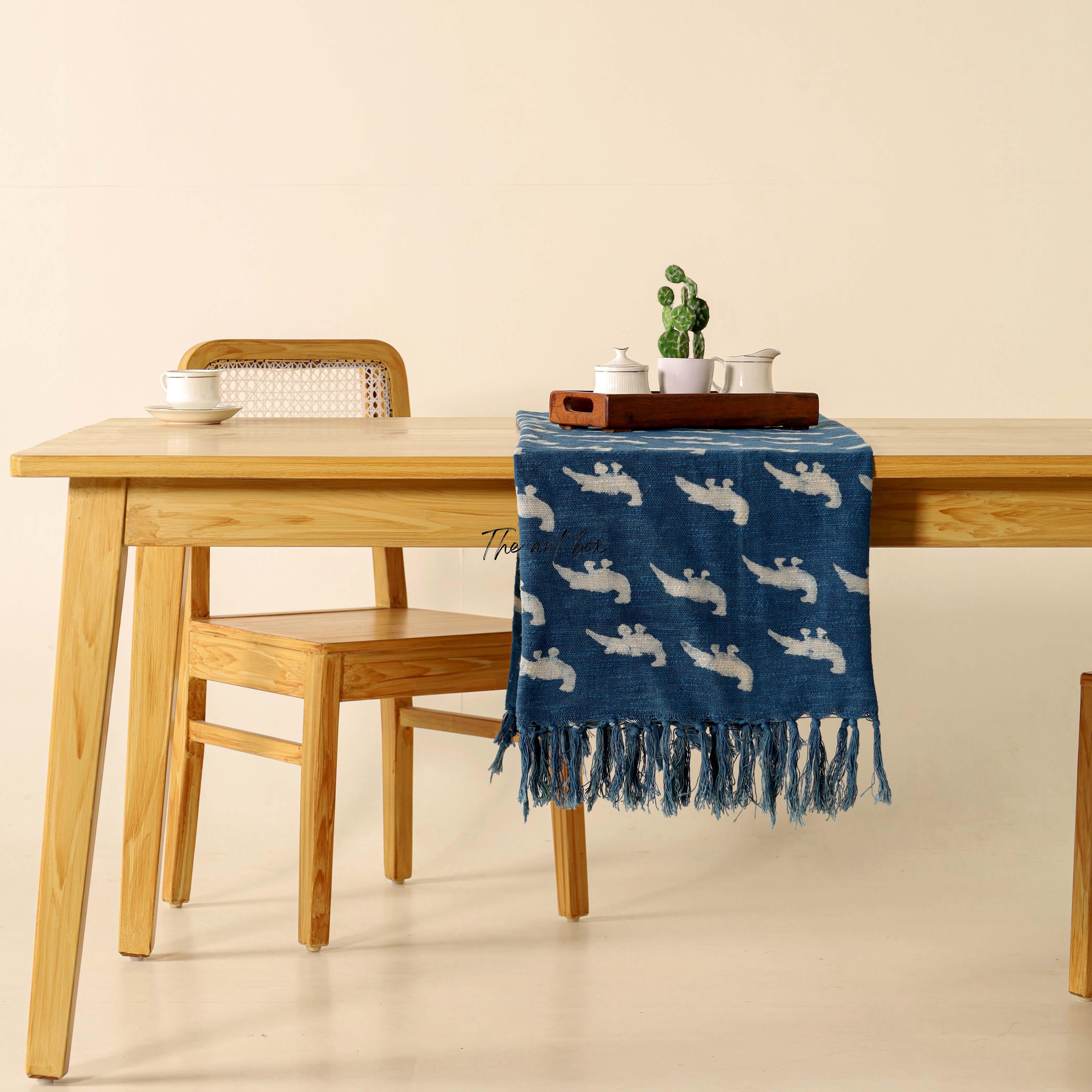 Blue Printed Cotton Table Runner