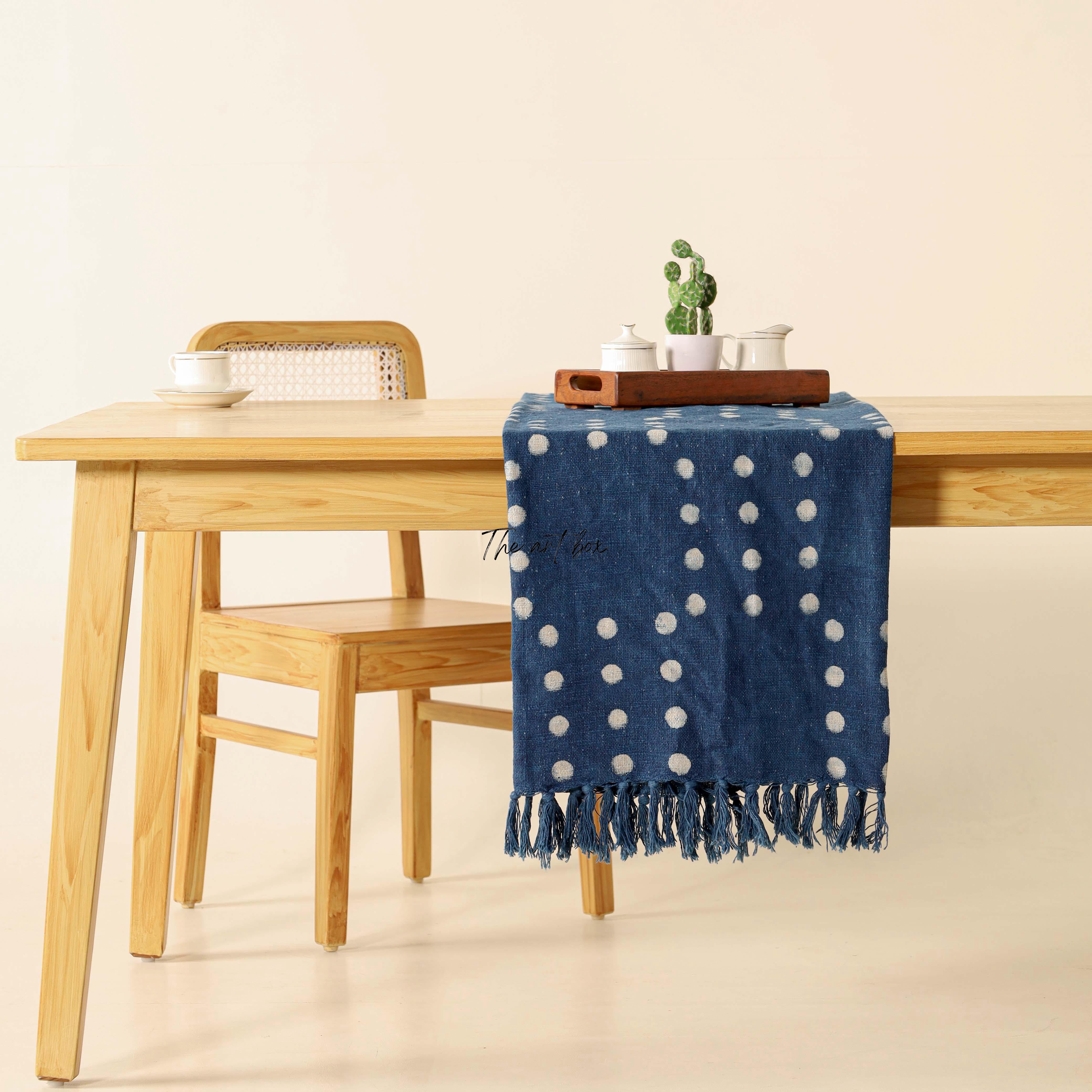 Blue Printed Cotton Table Runner