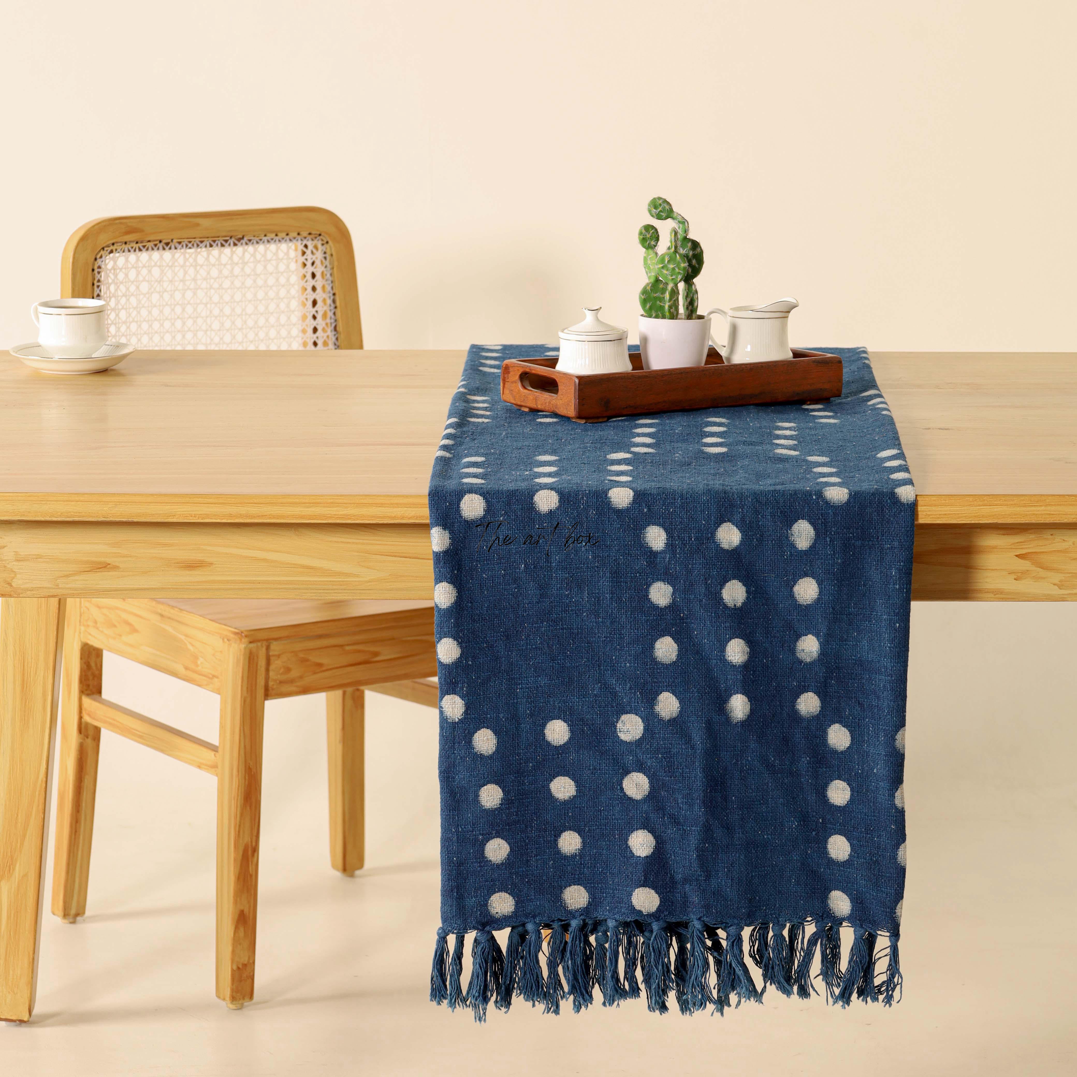 Blue Printed Cotton Table Runner