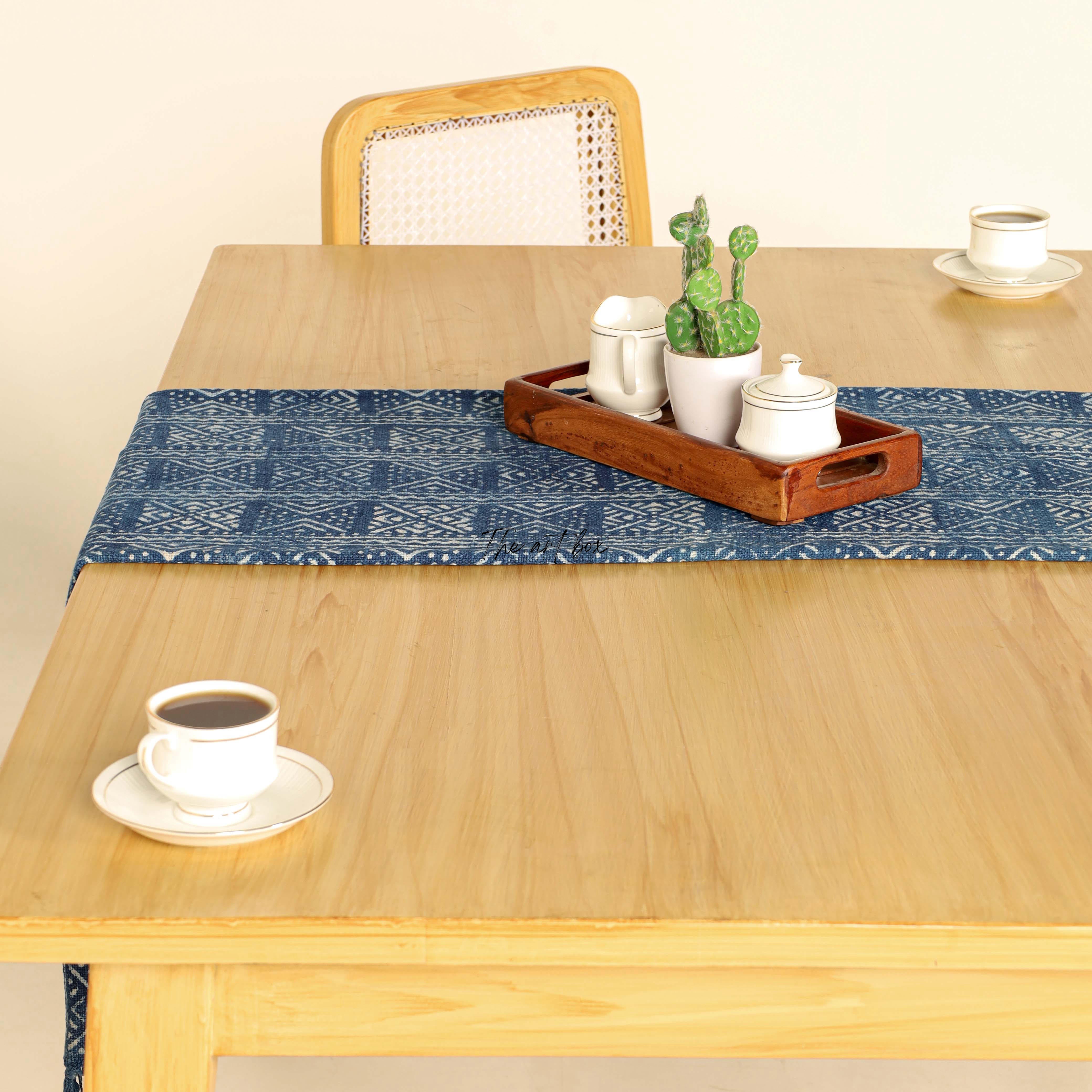 Blue Printed Cotton Table Runner