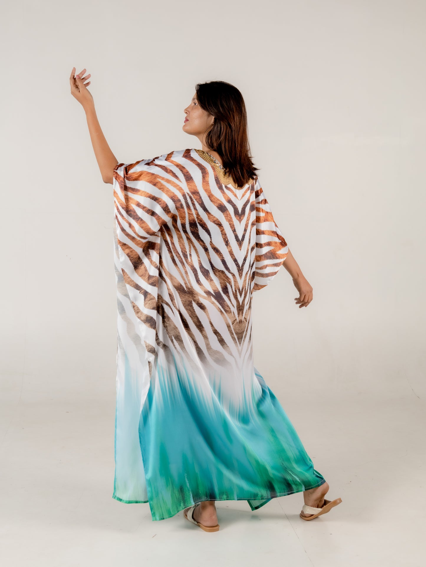 Tiger Stripe print Kaftan Dresses for Women Long Kaftan